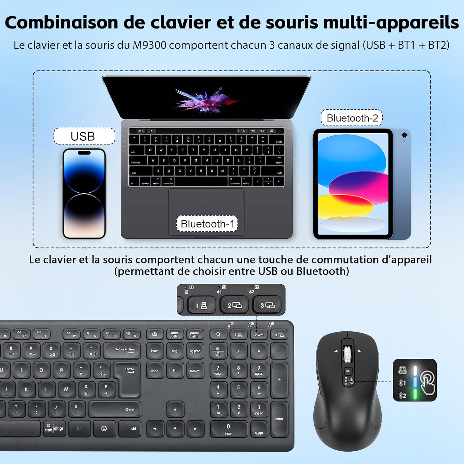 M9300 Combinazione Wireless Tastiera e Mouse - immagine 6
