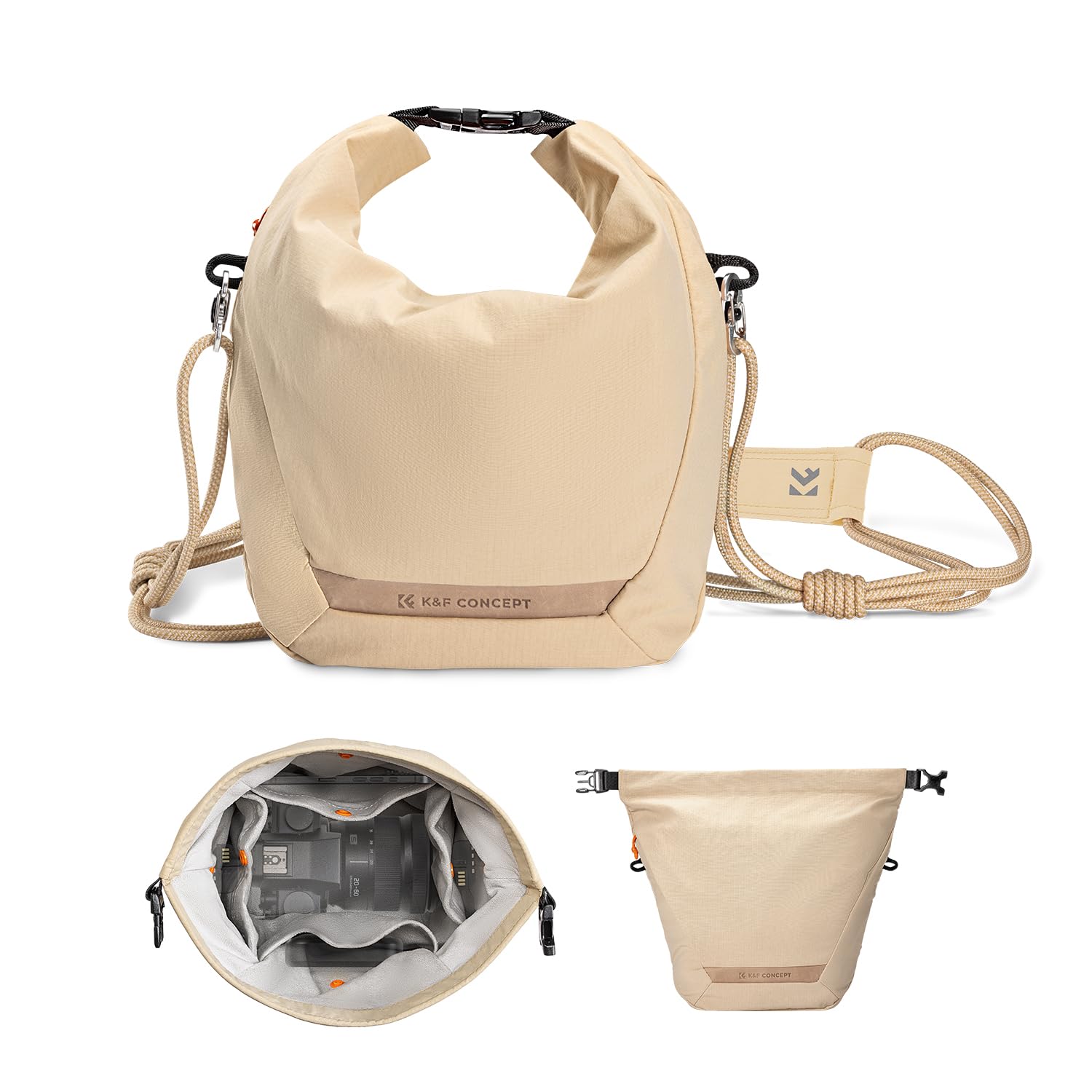 K&F Concept Borsa a Tracolla per Fotocamera Reflex, Beige