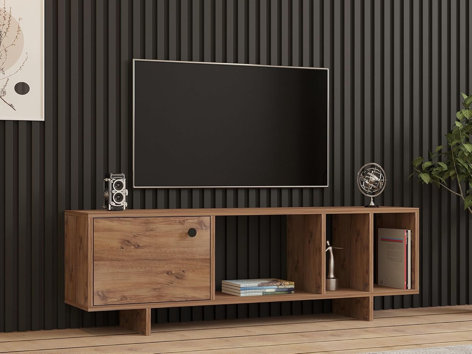 Hanah Home Supporto per TV, melammina, Pino Atlantic, Taglia Unica