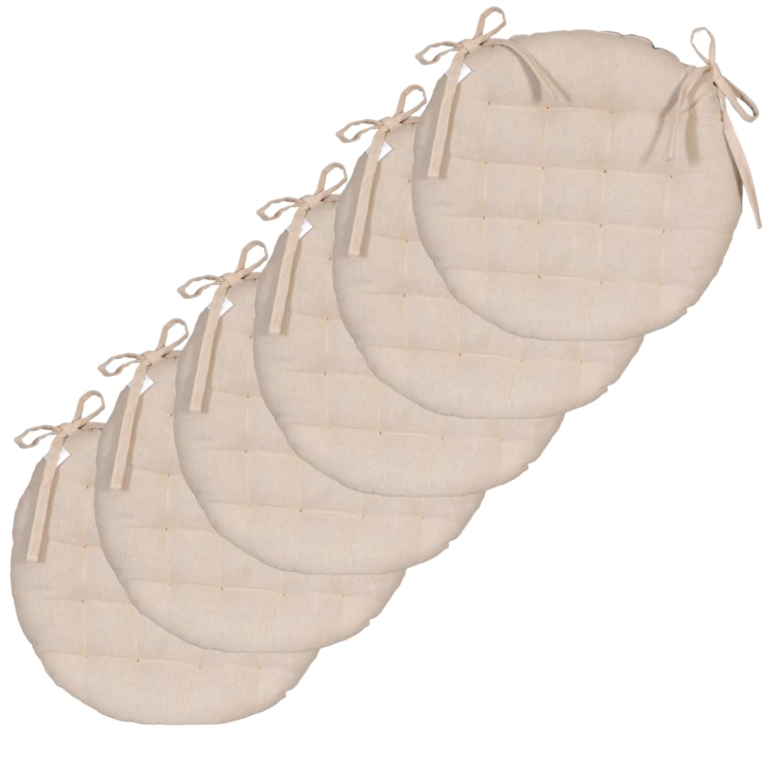 Atout Ciel Set 6 Cuscini Rotondi Bicolore, Beige/Grigio