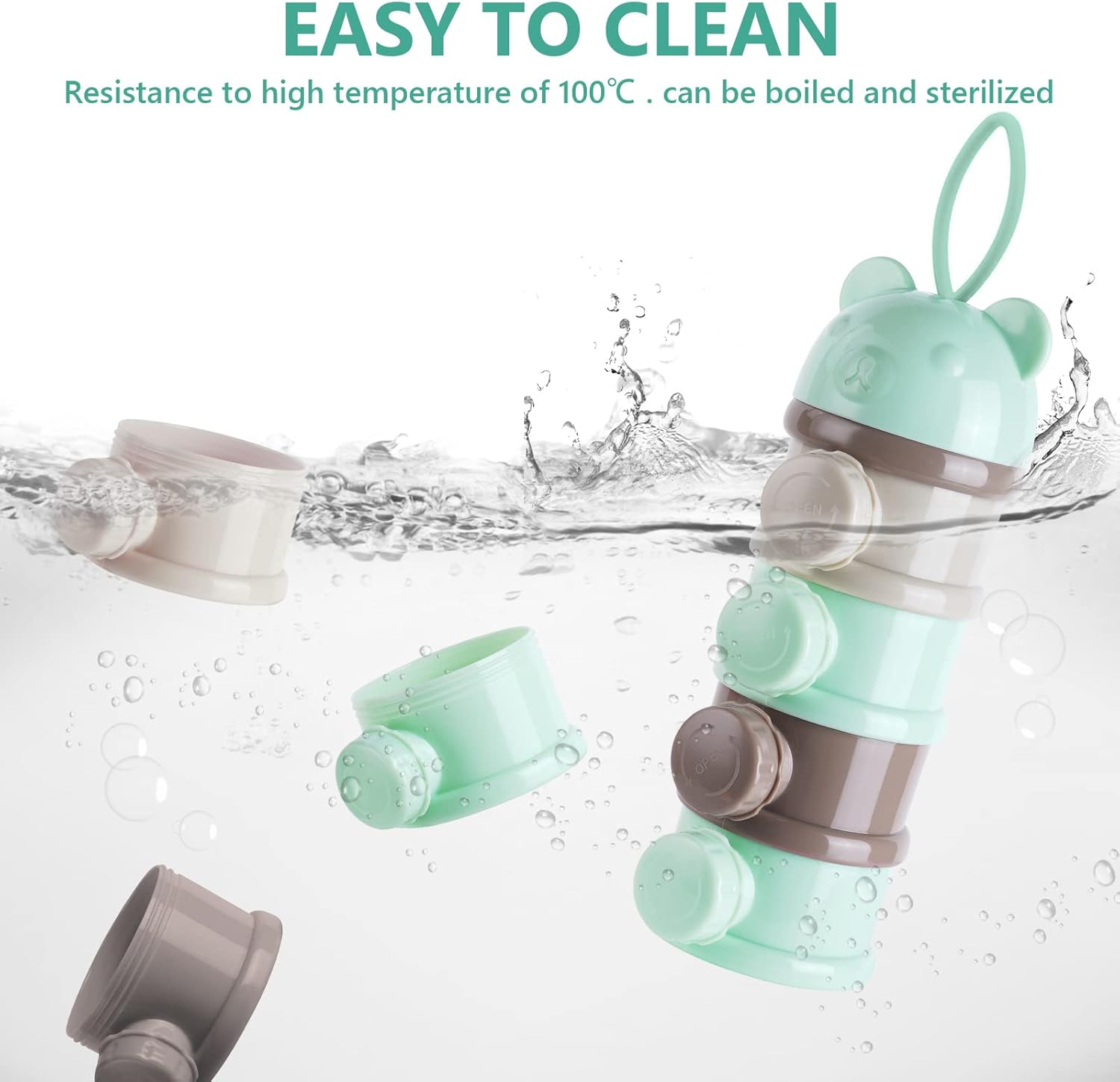 Vicloon Dosatore Latte in Polvere 4 Scomparti, Verde - immagine 6