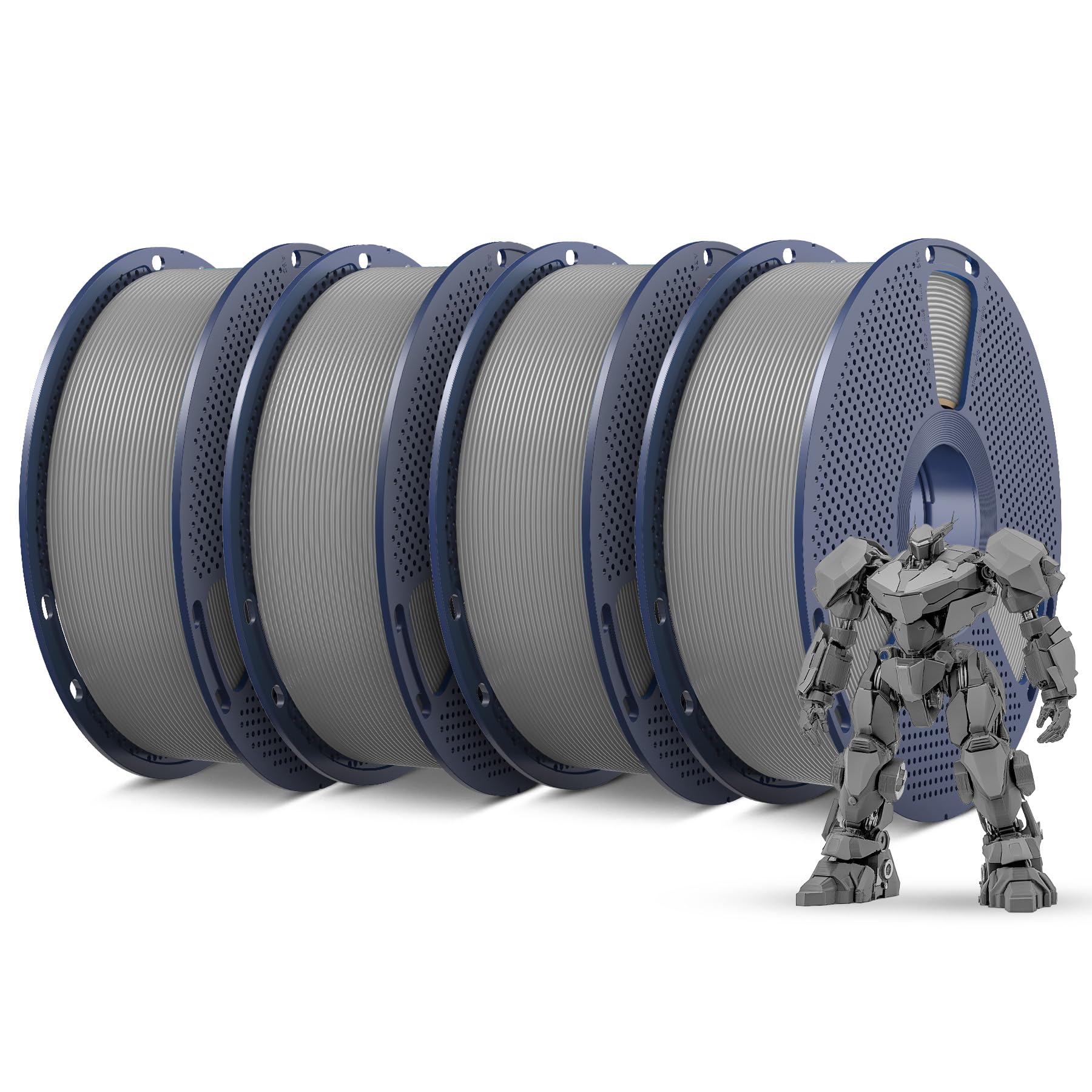 Sunlu PETG Filamento Stampante 3D 1.75mm 4kg, 4 Grigio