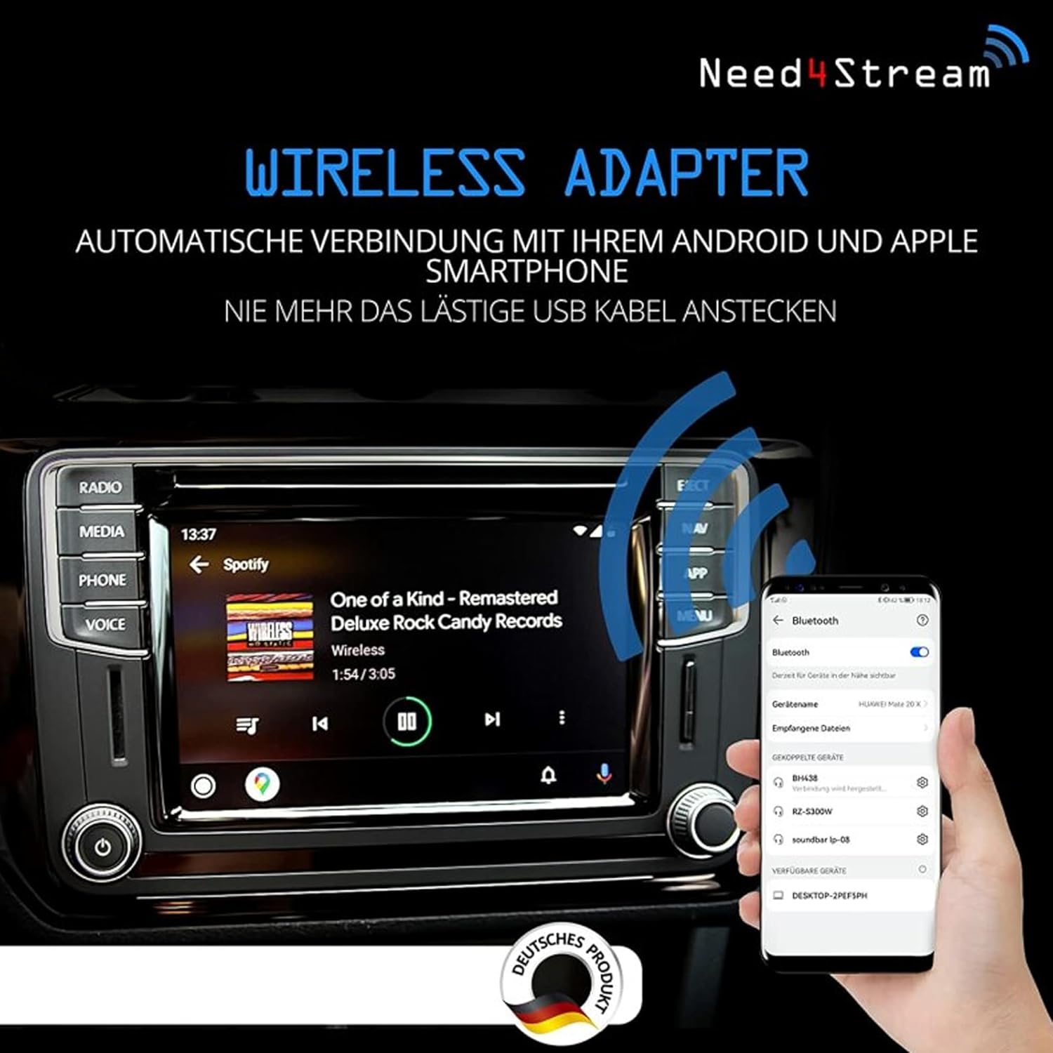 Need4stream Adattatore Wireless per Android Auto e CarPlay - immagine 3
