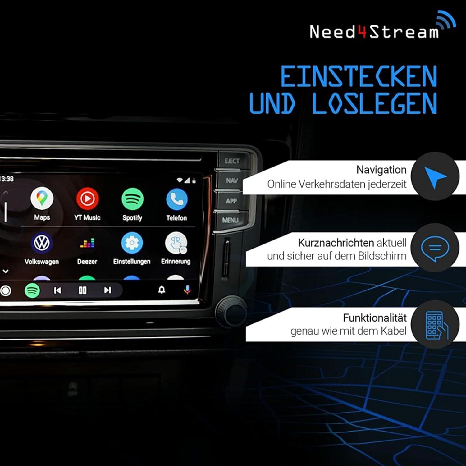 Need4stream Adattatore Wireless per Android Auto e CarPlay - immagine 4