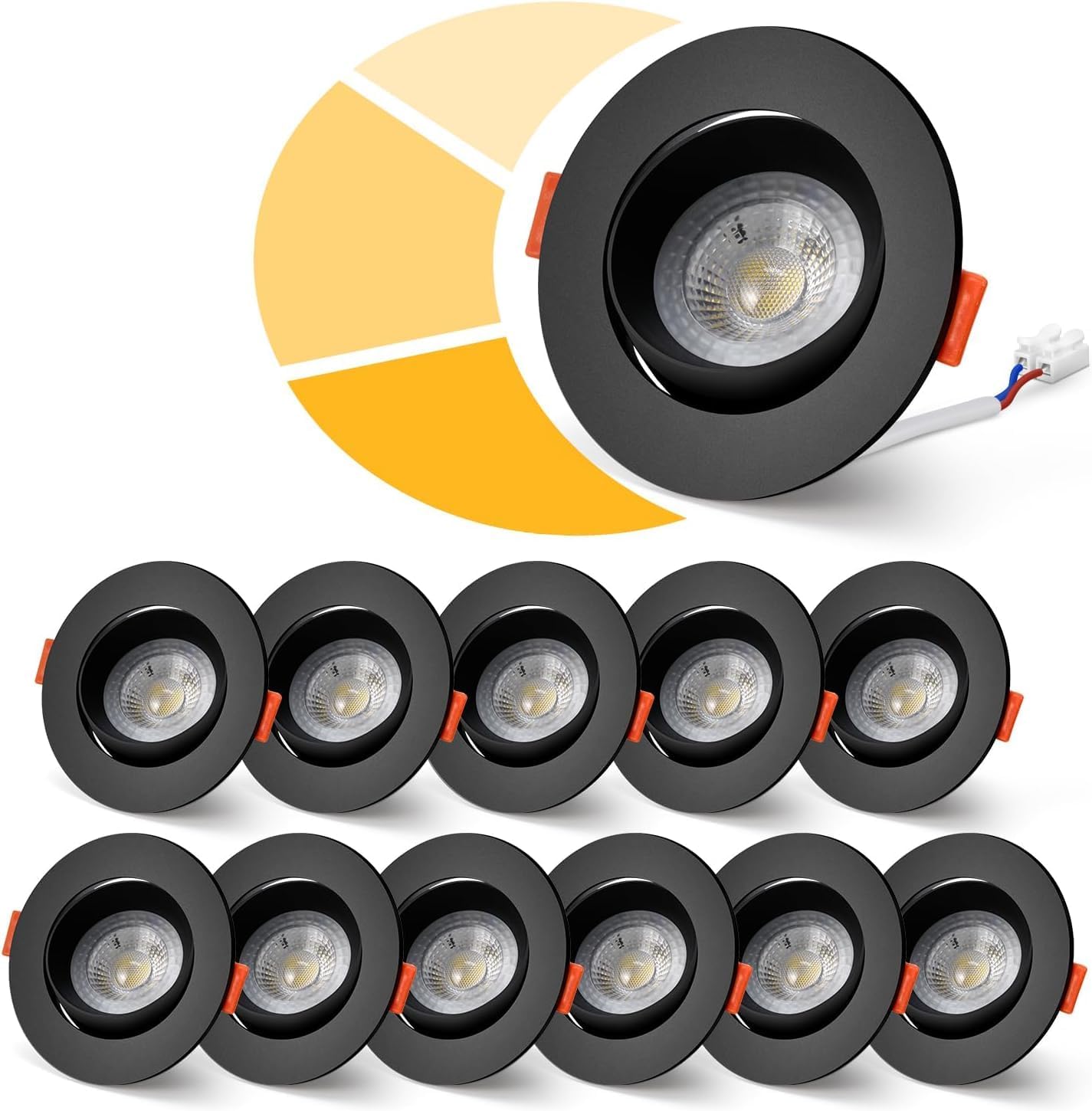 wowatt 12 × Faretti LED da Incasso per Cartongesso Dimmerabili Nero, Luce Bianca Naturale 4000K, 5W Lampada Incasso 480LM Equivalenti a Alogena 50W, Luci da Soffitto Ultrasottili Orientabili 68mm - immagine 1