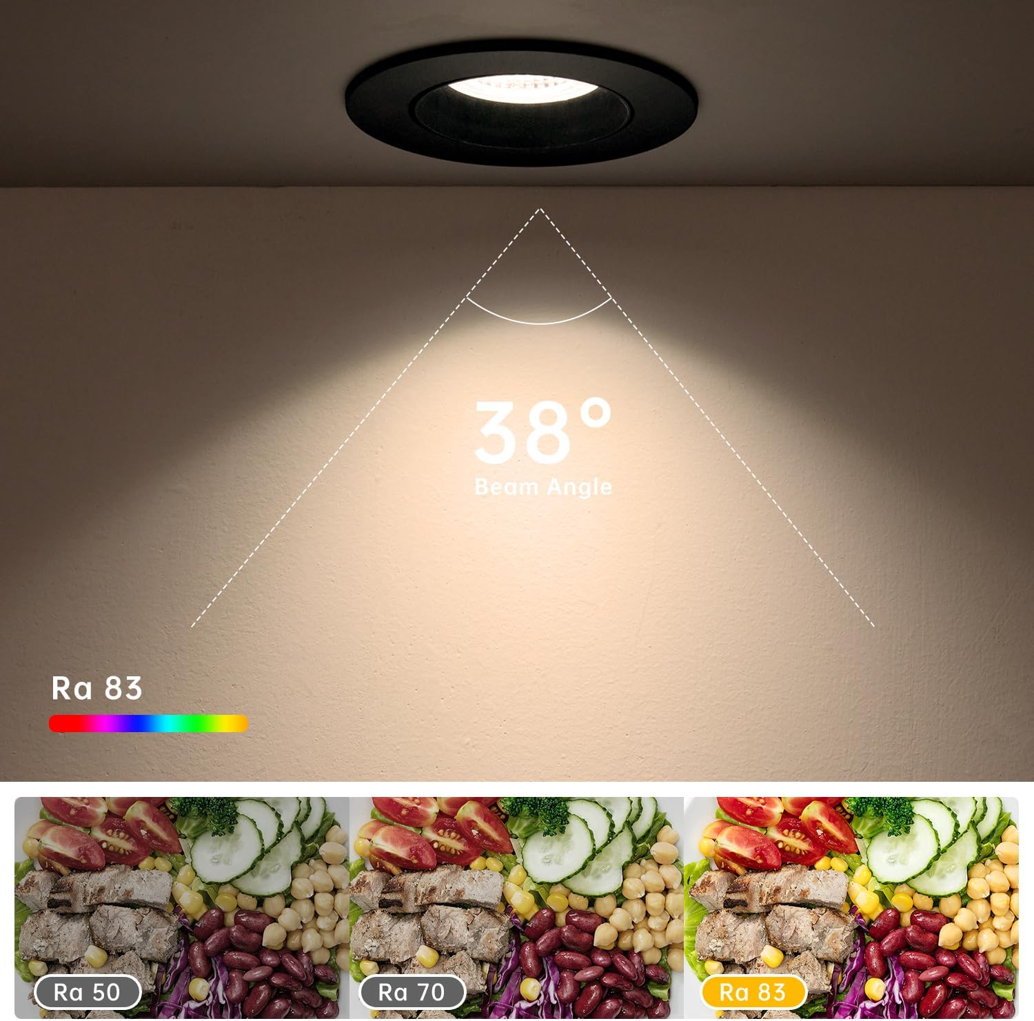 wowatt 12 × Faretti LED da Incasso per Cartongesso Dimmerabili Nero, Luce Bianca Naturale 4000K, 5W Lampada Incasso 480LM Equivalenti a Alogena 50W, Luci da Soffitto Ultrasottili Orientabili 68mm - immagine 4