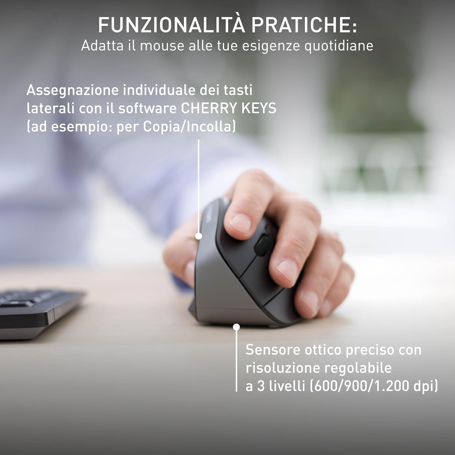 Cherry MW 4500 LEFT - Mouse Verticale Ergonomico per Mancini - immagine 6