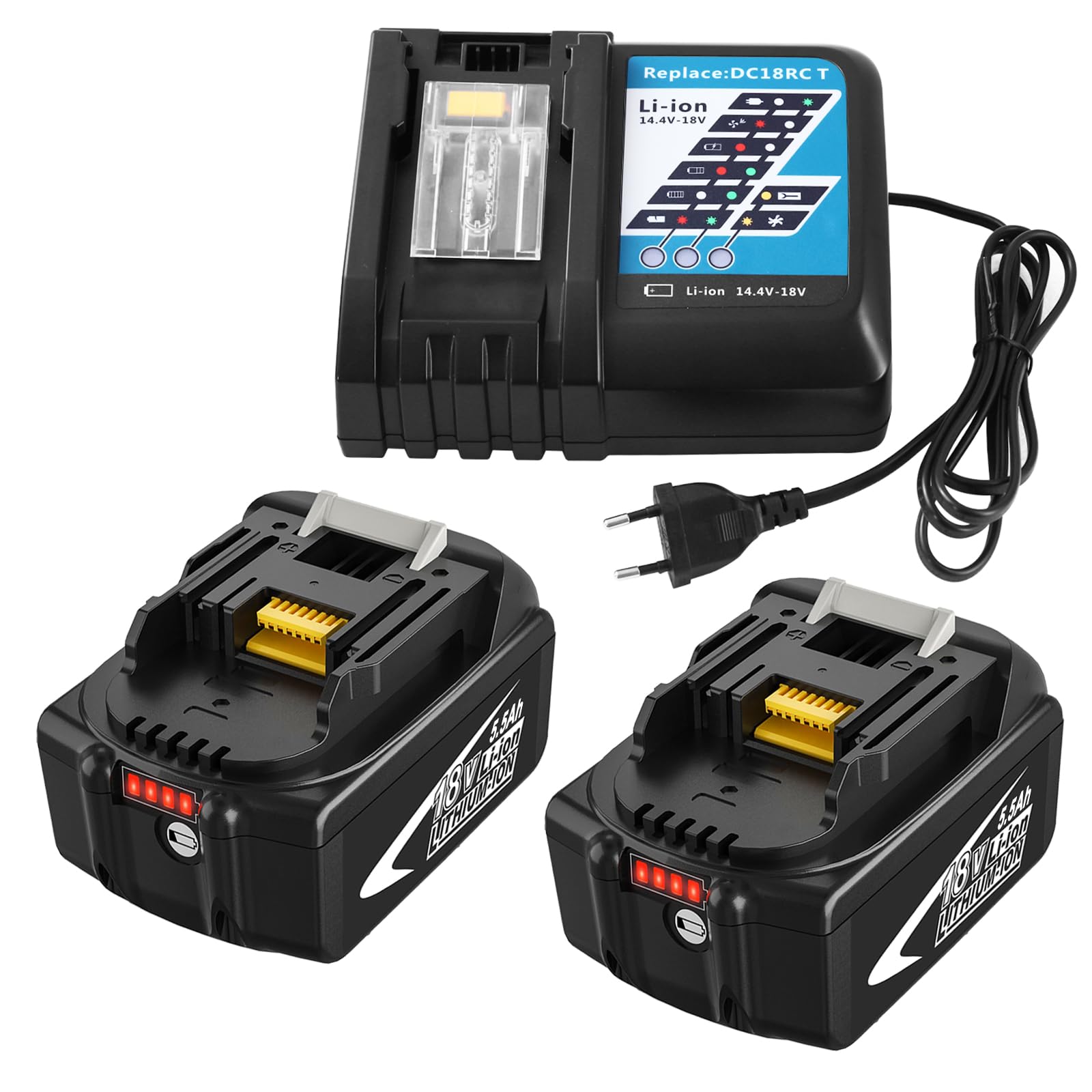 2 Pezzi Batteria 18V 5000mAh per Makita