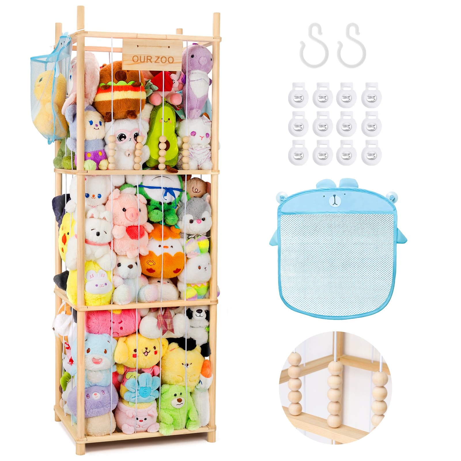 Wuciray Porta Peluche Verticale in Legno 50x40x146cm