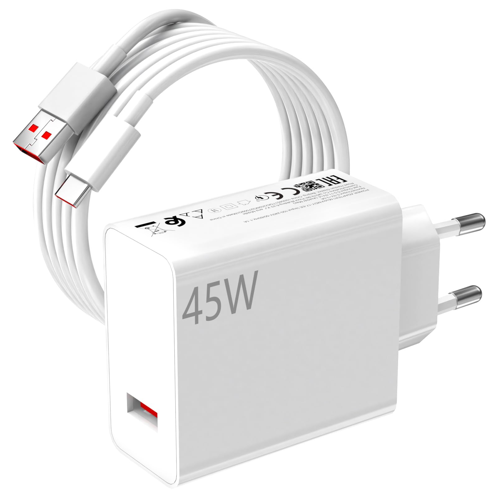Caricatore 45W e Cavo USB C 2 Metri per Xiaomi