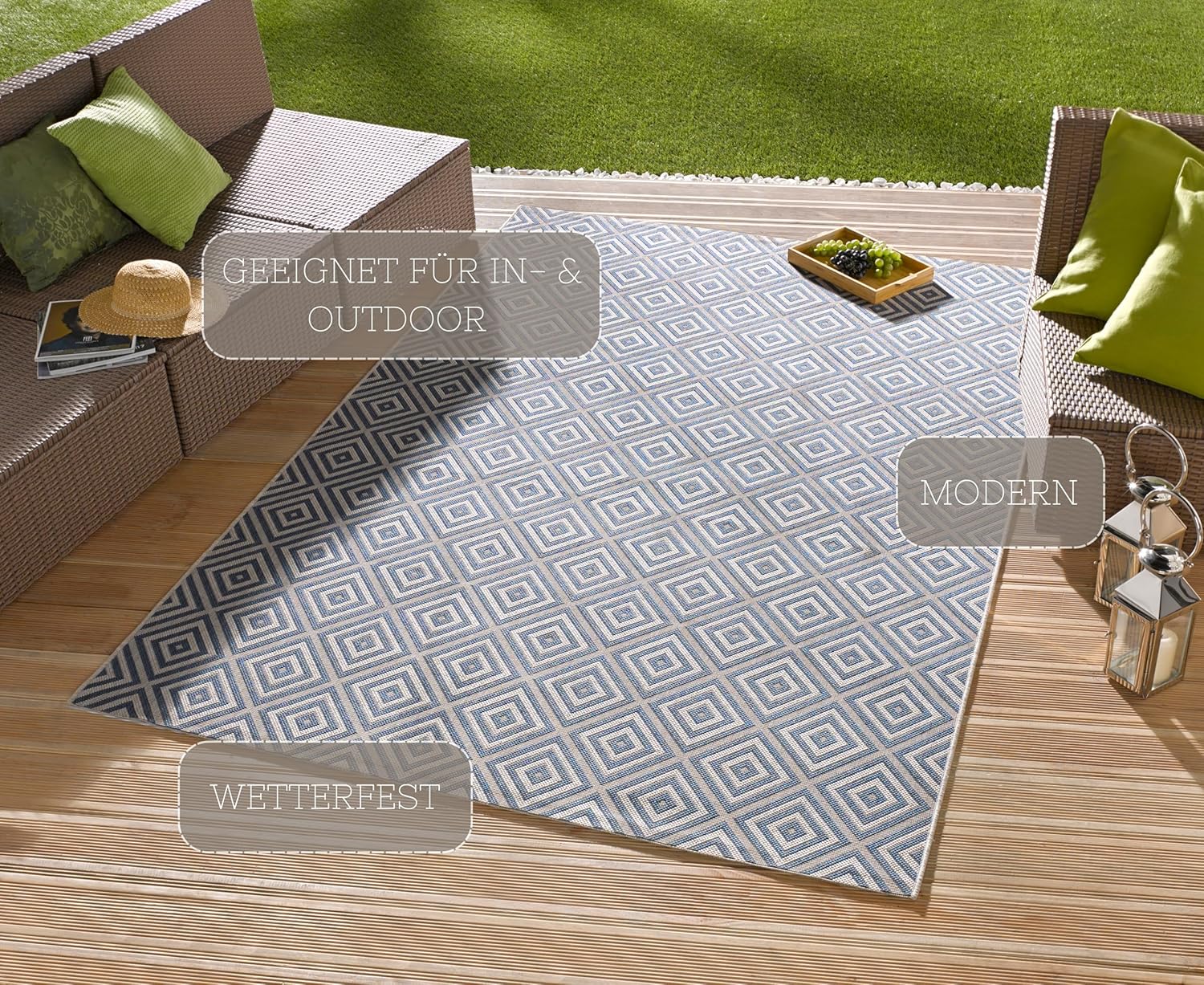 Northrugs Tappeto Interni/Esterni 160 x 230 cm Blu - immagine 3