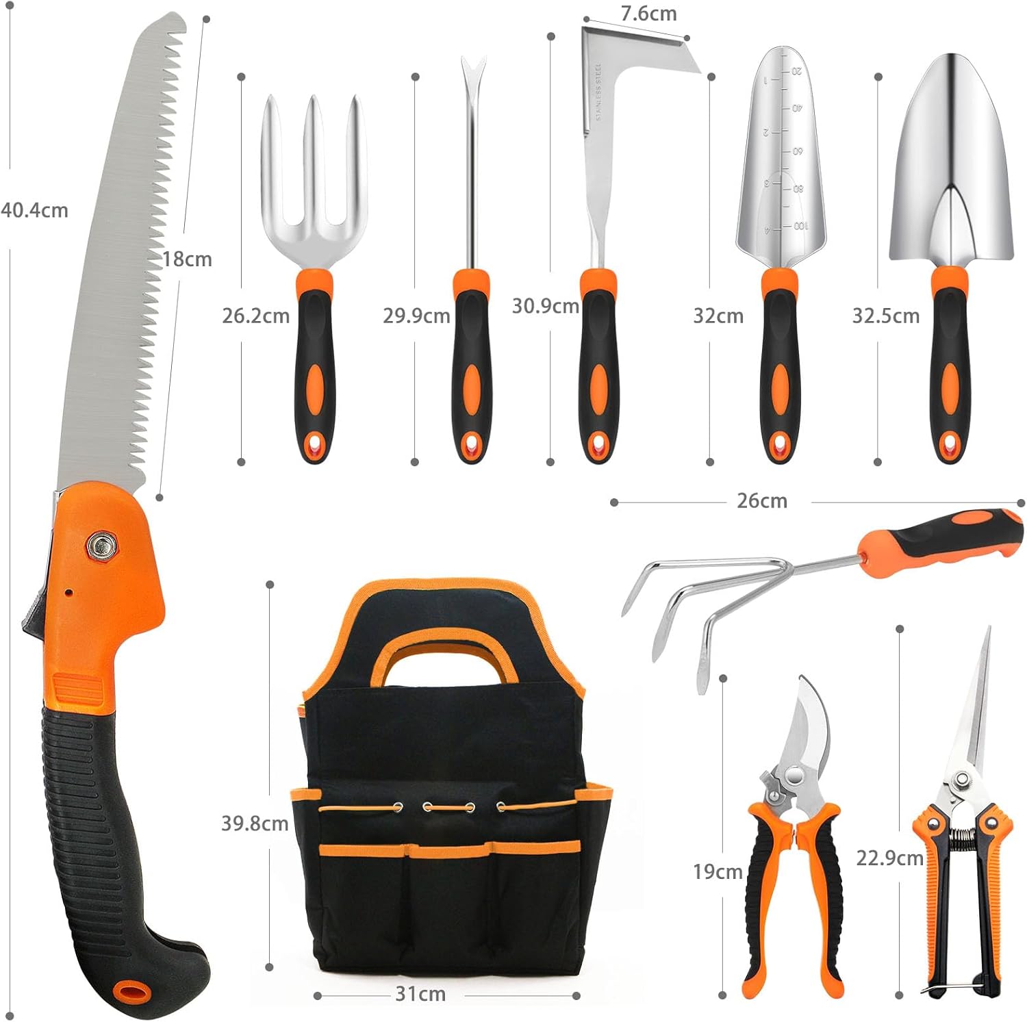 Mqhuayu Set Attrezzi Giardinaggio 10 Pezzi per uso Intensivo - immagine 2