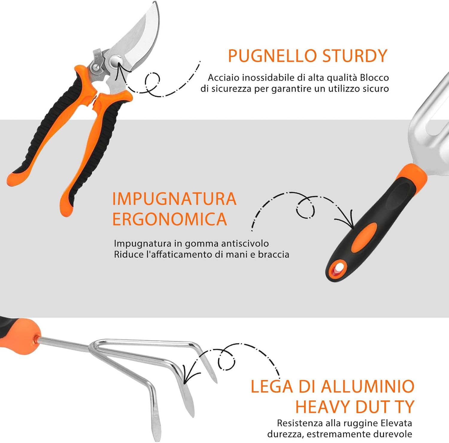 Mqhuayu Set Attrezzi Giardinaggio 10 Pezzi per uso Intensivo - immagine 3