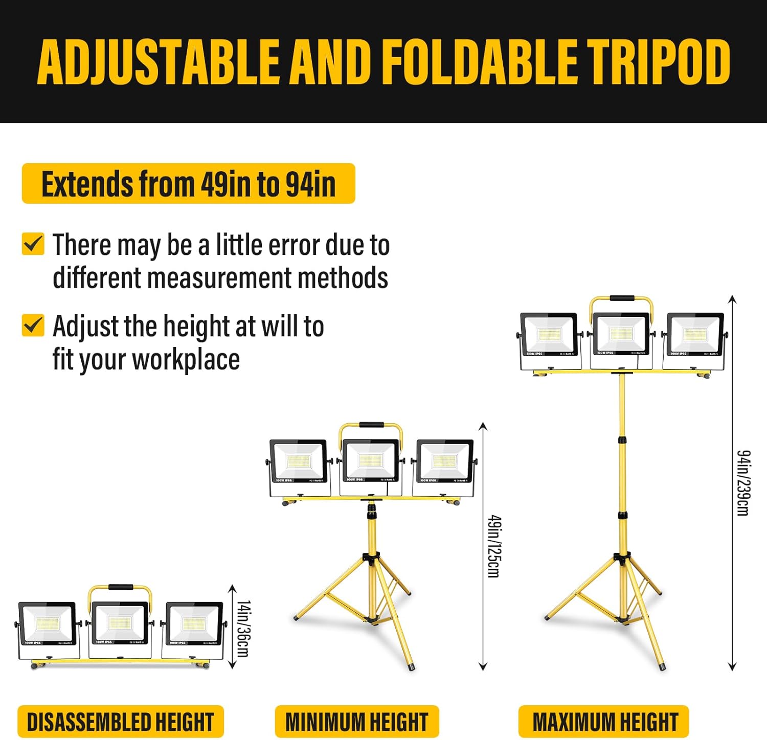 RIGIDON - Proiettore LED da Lavoro 300W con Treppiede - immagine 3