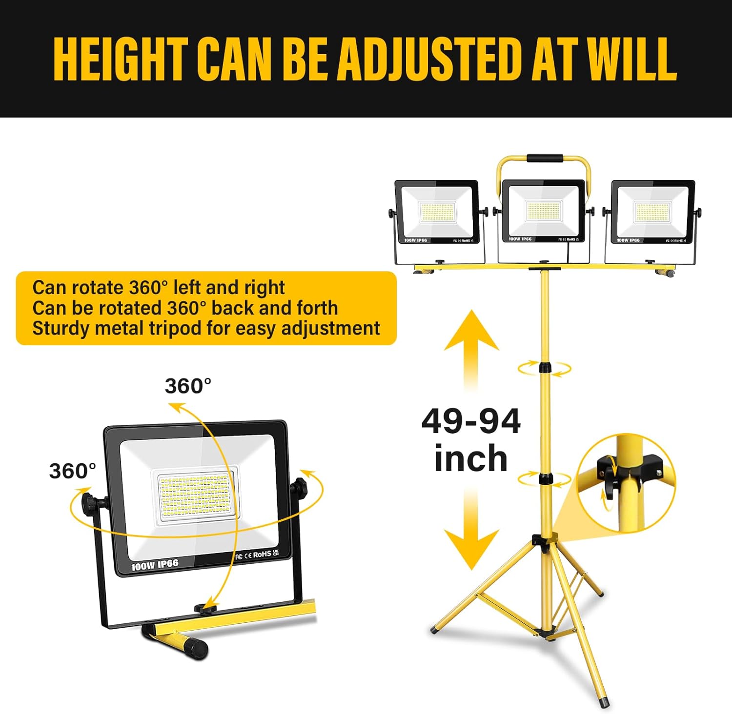 RIGIDON - Proiettore LED da Lavoro 300W con Treppiede - immagine 4