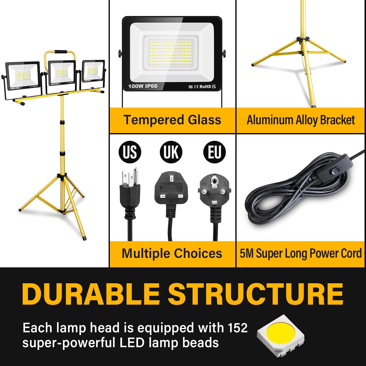 RIGIDON - Proiettore LED da Lavoro 300W con Treppiede - immagine 5