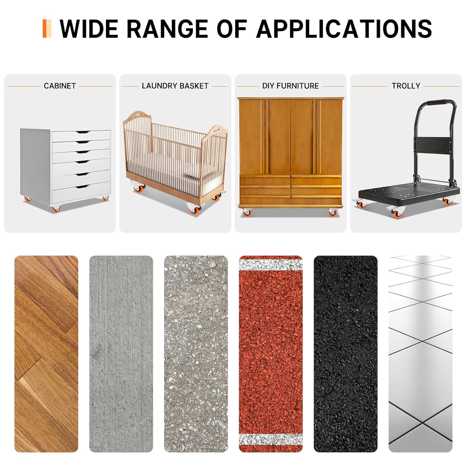 W B D WEIBIDA Rotelle per Mobili 50mm con Freno (Set 8) - immagine 6