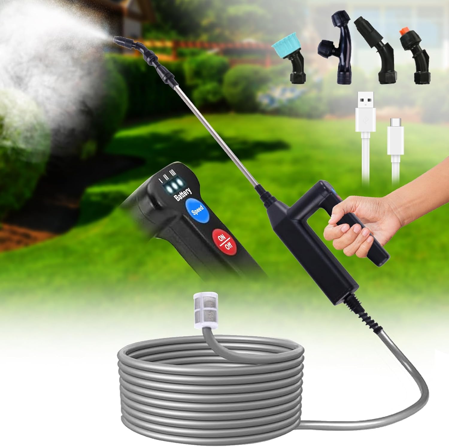 Obest Spruzzatore Elettrico per Piante con Asta Telescopica | Velz