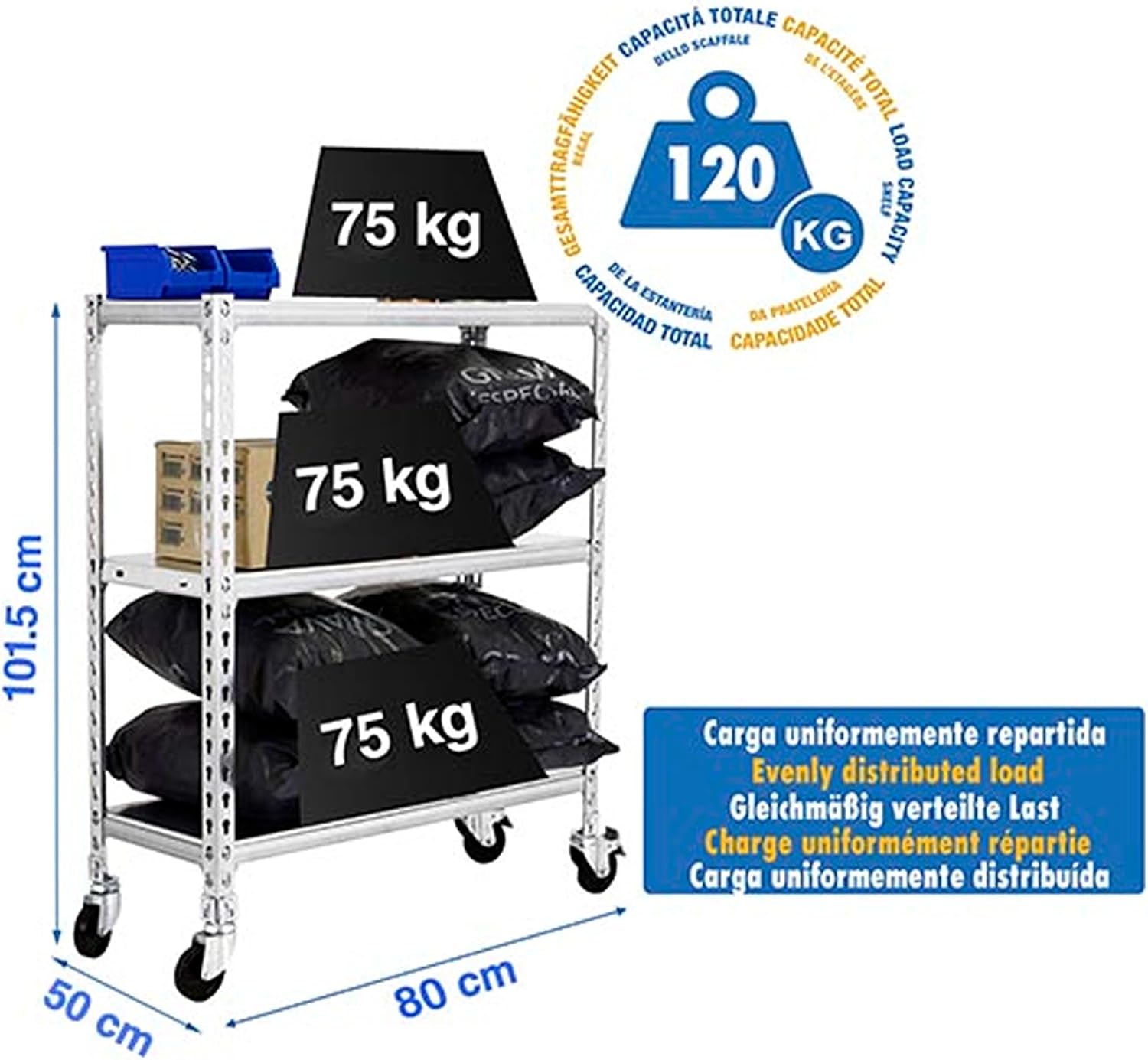 Simon Rack Scaffale Metallo Garage 3 Ripiani 975x800x500mm - immagine 2