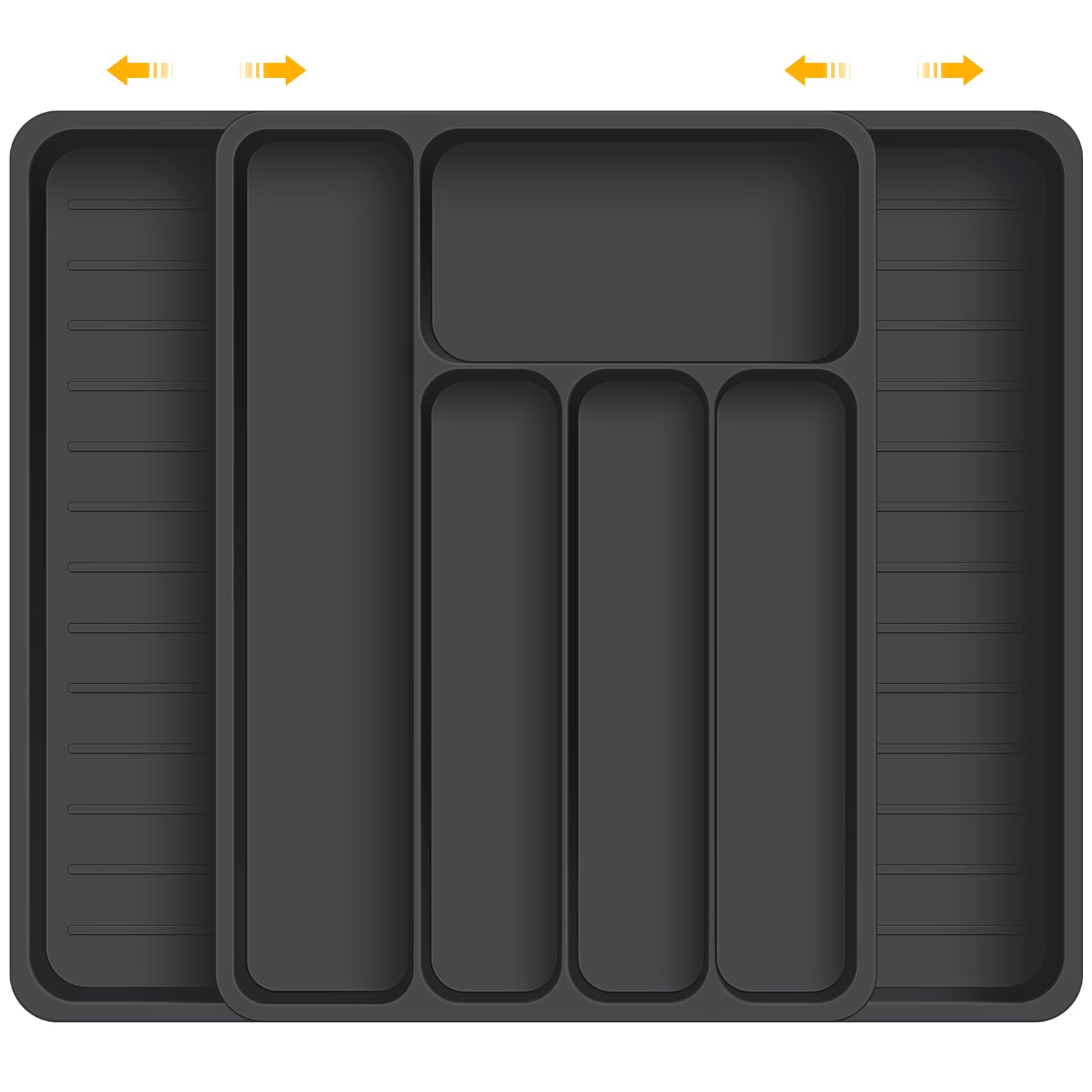 Roelly Porta Posate Cucina da Cassetto con 7 Scomparti, Nero