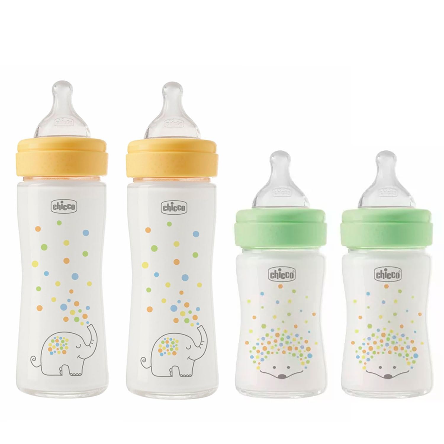 CHICCO Biberon 4 Pezzi, Biberon Well-BEING superior vetro, Made in Italy