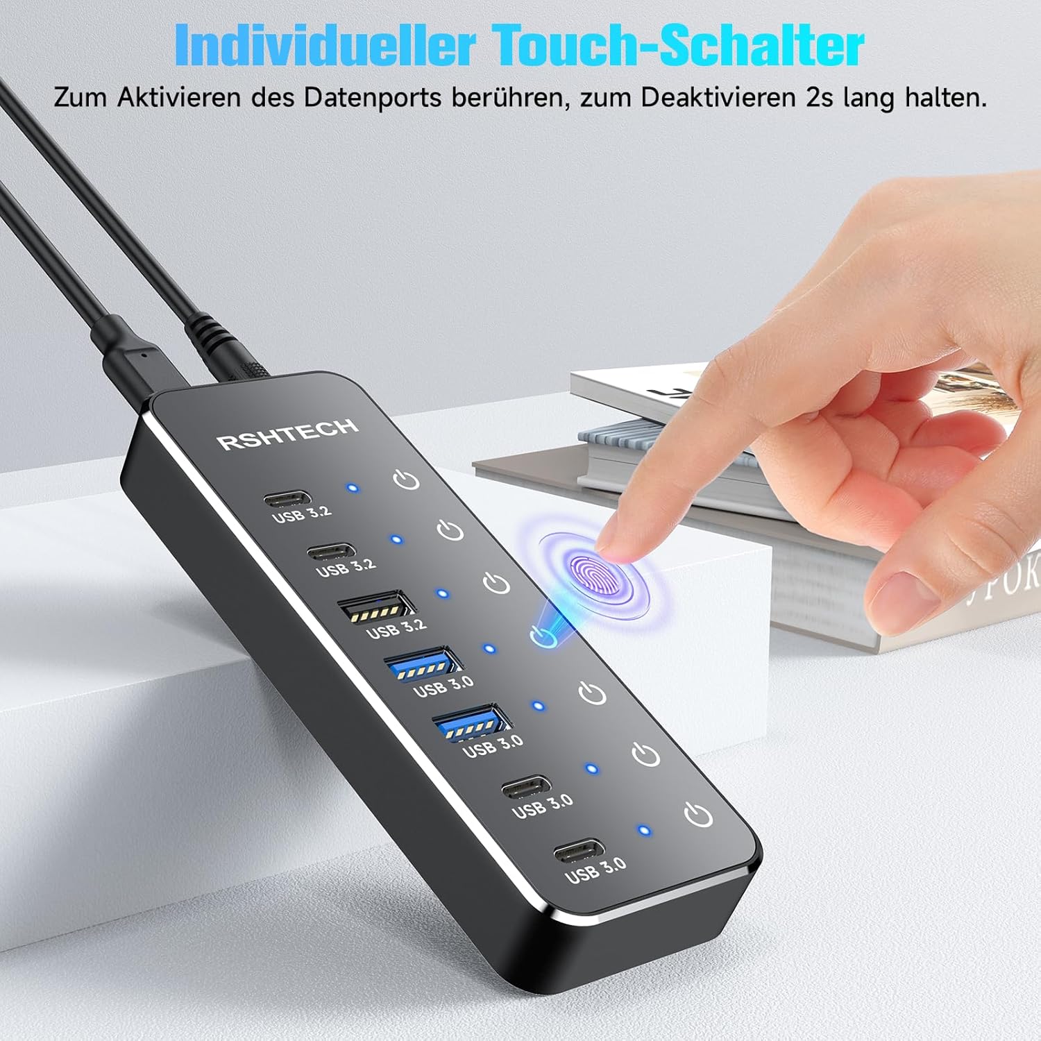 Rshtech Hub USB Alimentato 7 Porte Alluminio - immagine 4