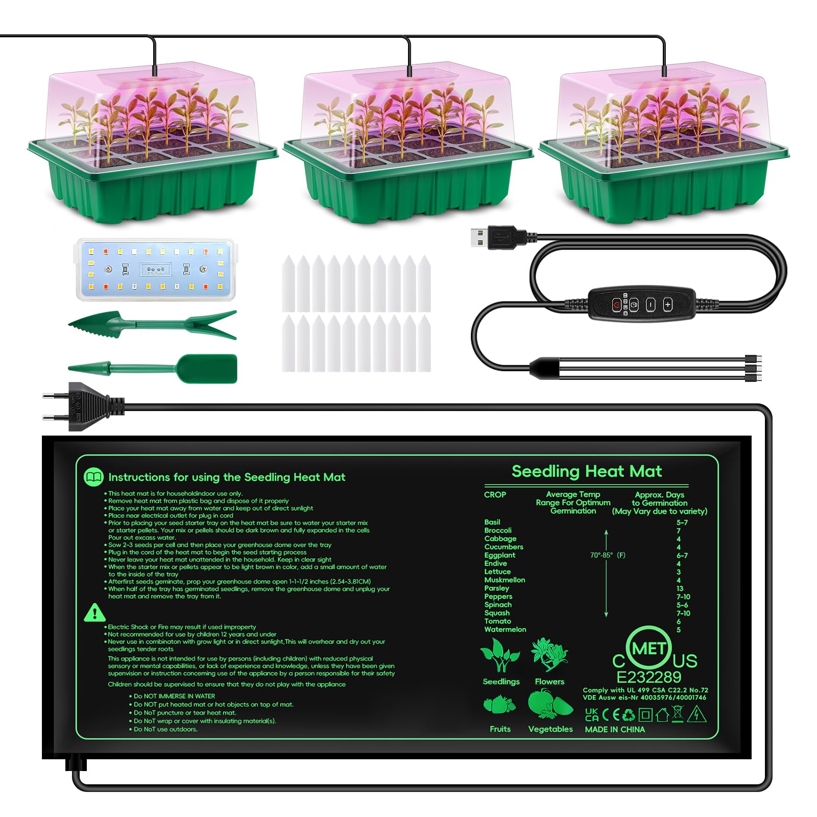 Verdenu Vassoio Germinazione con Tappeto Riscaldante