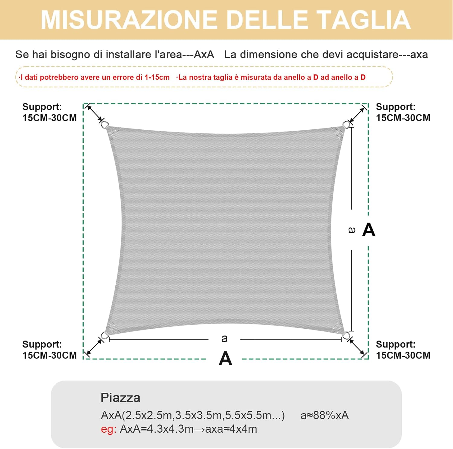 Heng Feng Tenda a Vela Impermeabile 4x4m, Sabbia - immagine 4