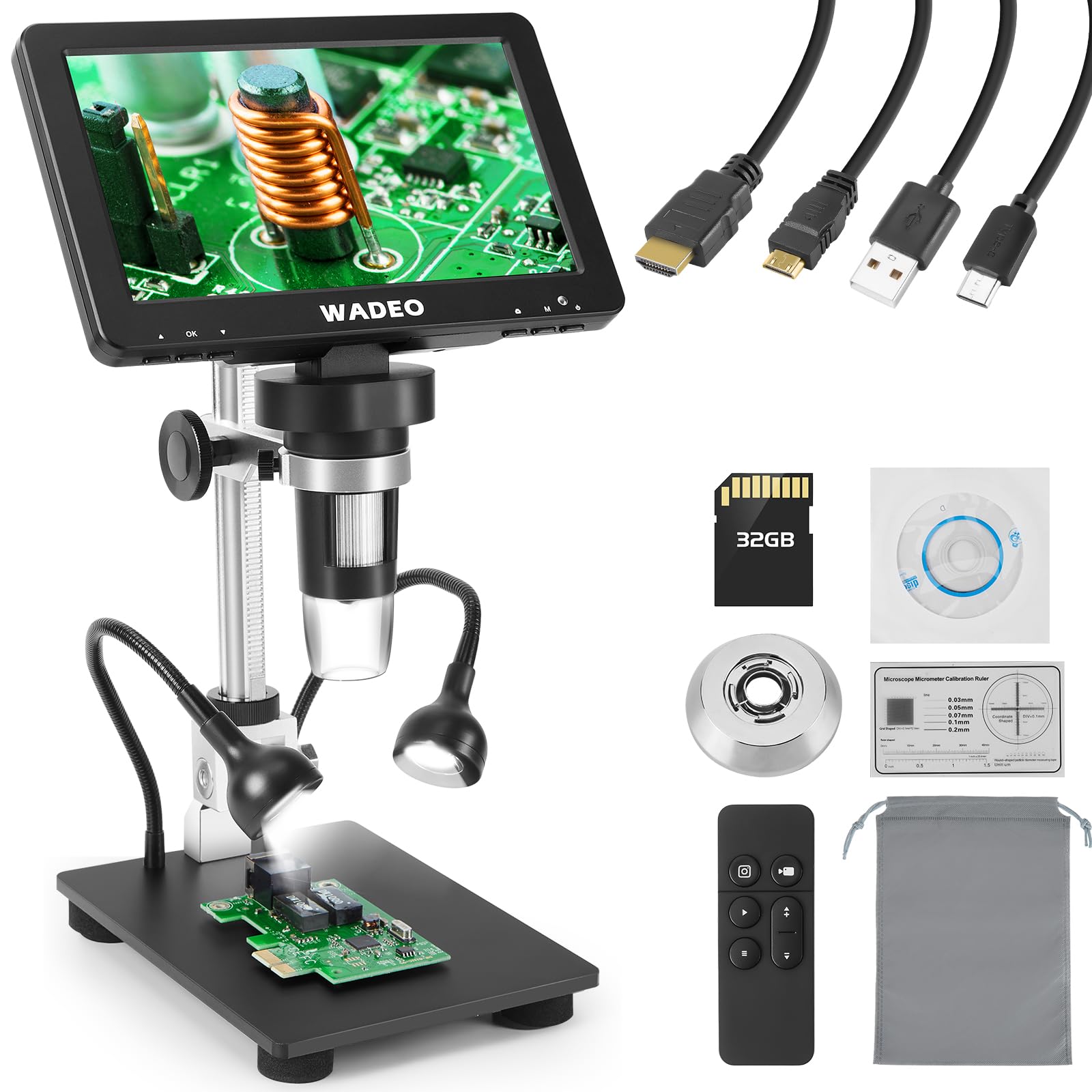 Wadeo Microscopio Digitale LCD 7'' 50-1200X