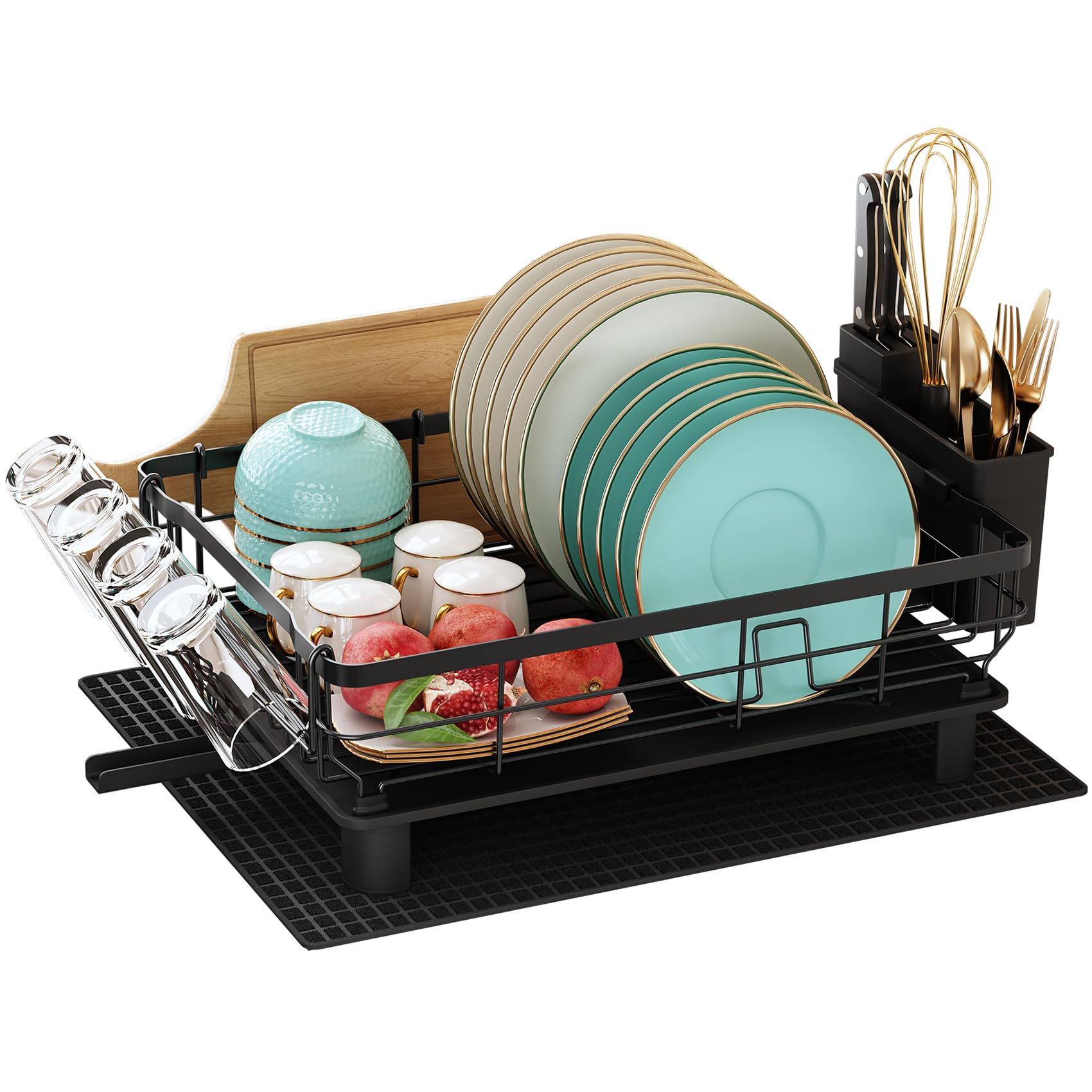 Majalis Scolapiatti da Cucina Acciaio Inossidabile Nero