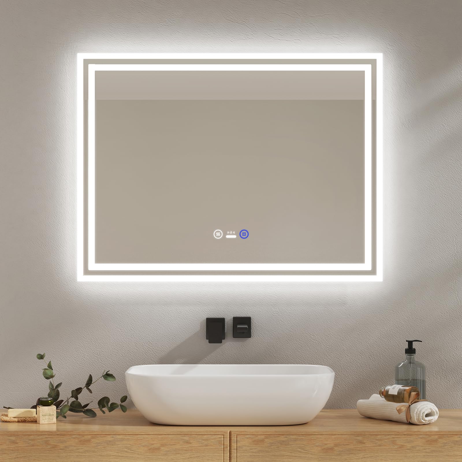 Emke Specchio Bagno LED 80x60 cm con Sensore