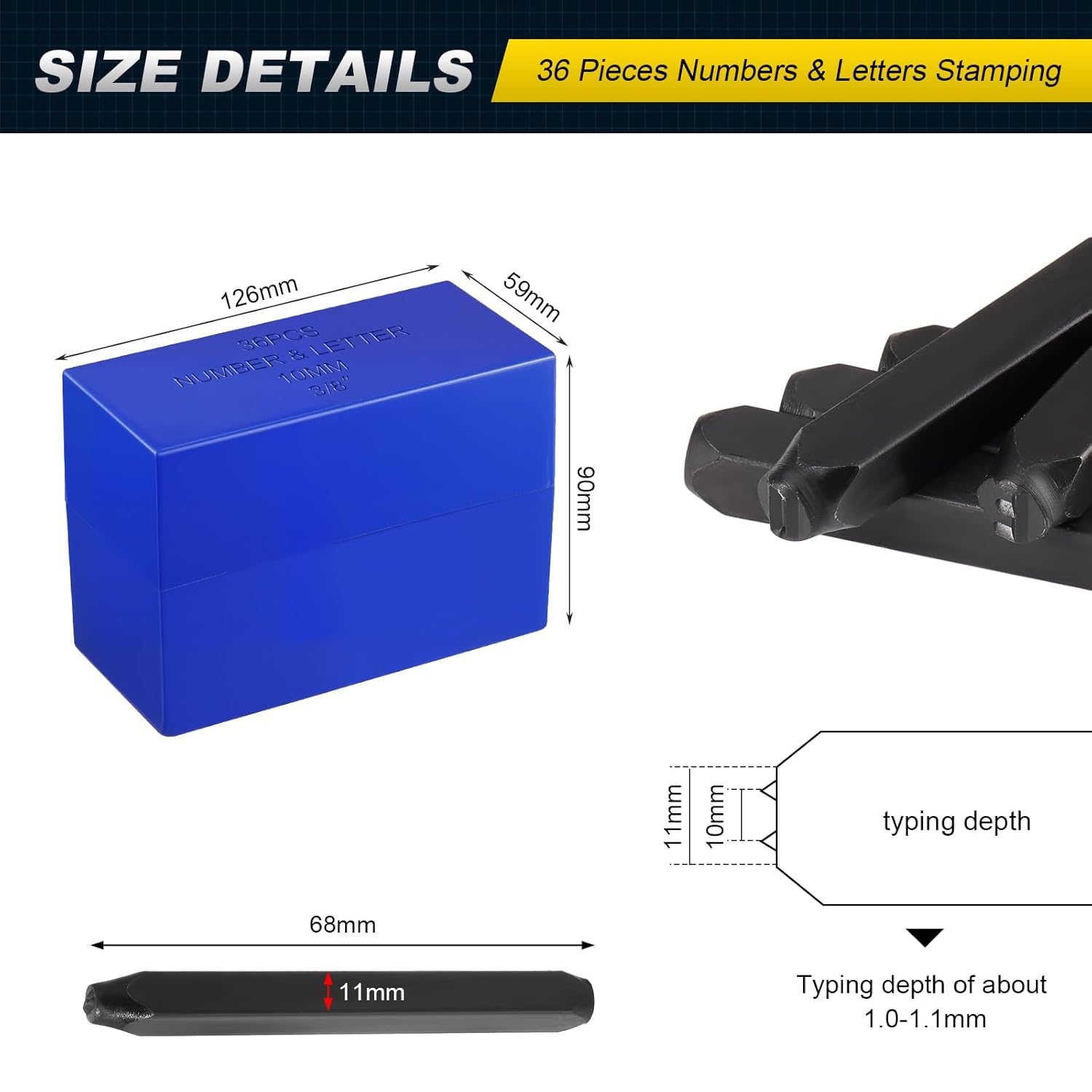 Gueenky 36 Pezzi Punzoni Lettere e Numeri 10mm - immagine 2