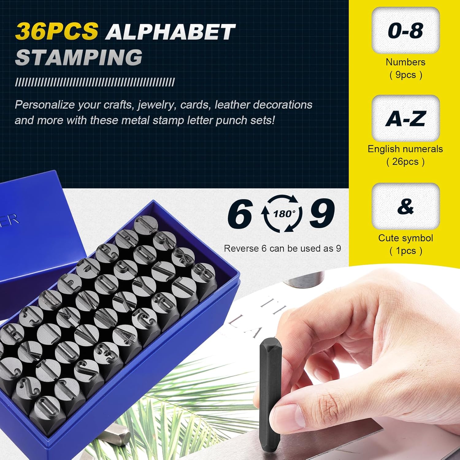 Gueenky 36 Pezzi Punzoni Lettere e Numeri 10mm - immagine 3