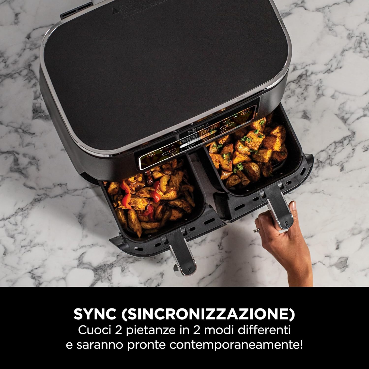 Ninja Foodi Dual Zone Friggitrice ad Aria Digitale 7.6L, Nero - immagine 7