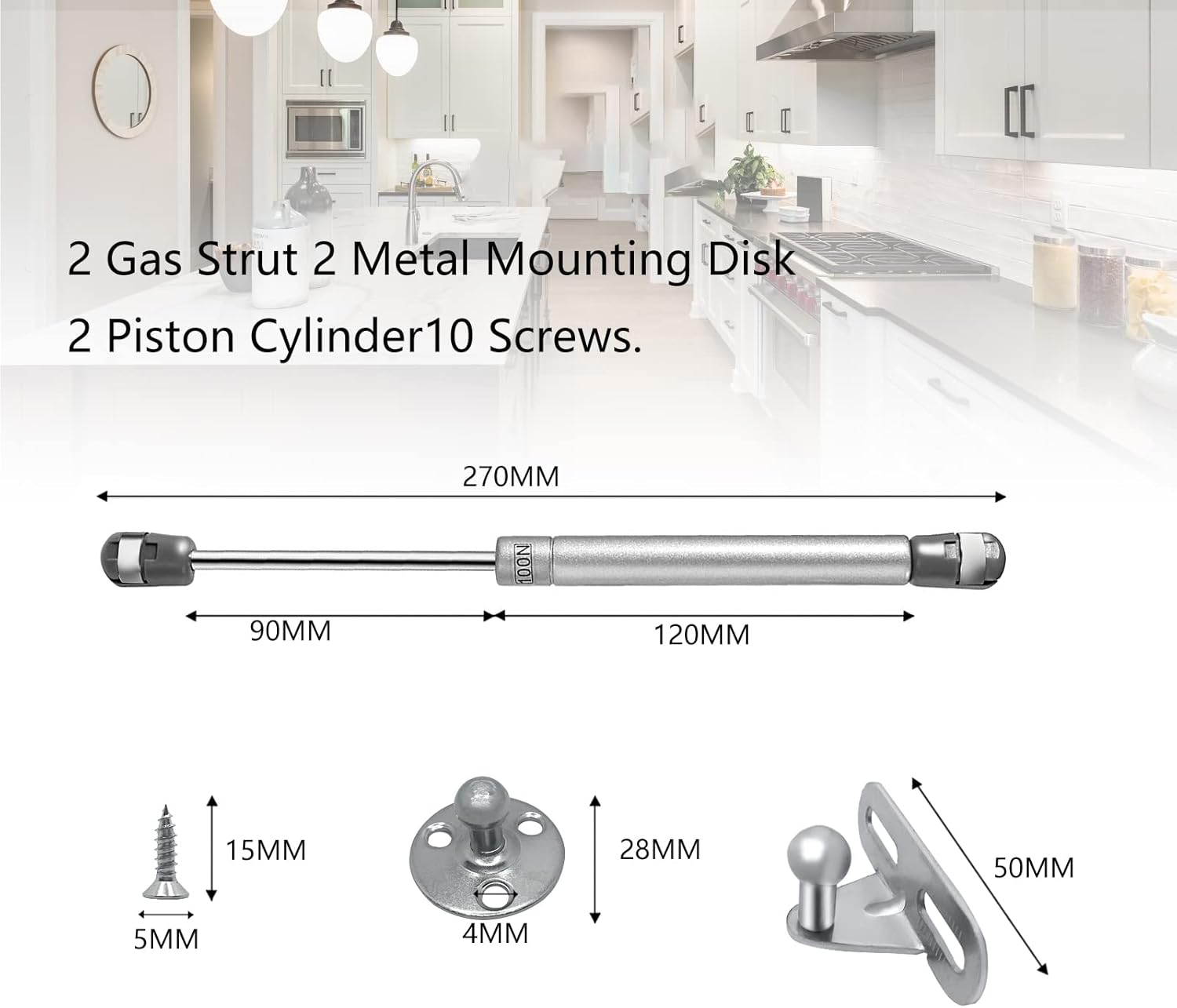 2 PCS Molle a Gas 100N per Cucina e Mobili - immagine 2
