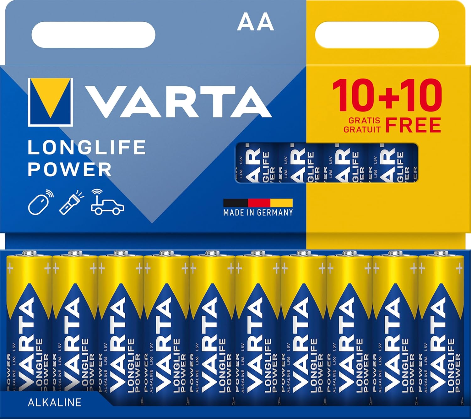 VARTA Pile AA Longlife Power Alcaline 1,5V (20 pezzi) - immagine 1