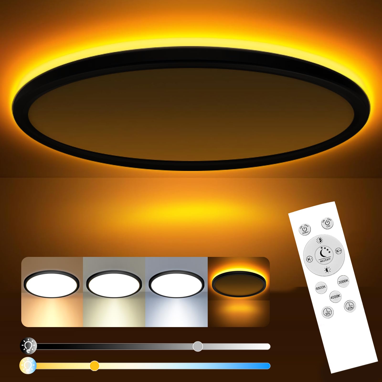 slochi Plafoniera a LED, 60 cm, colore nero