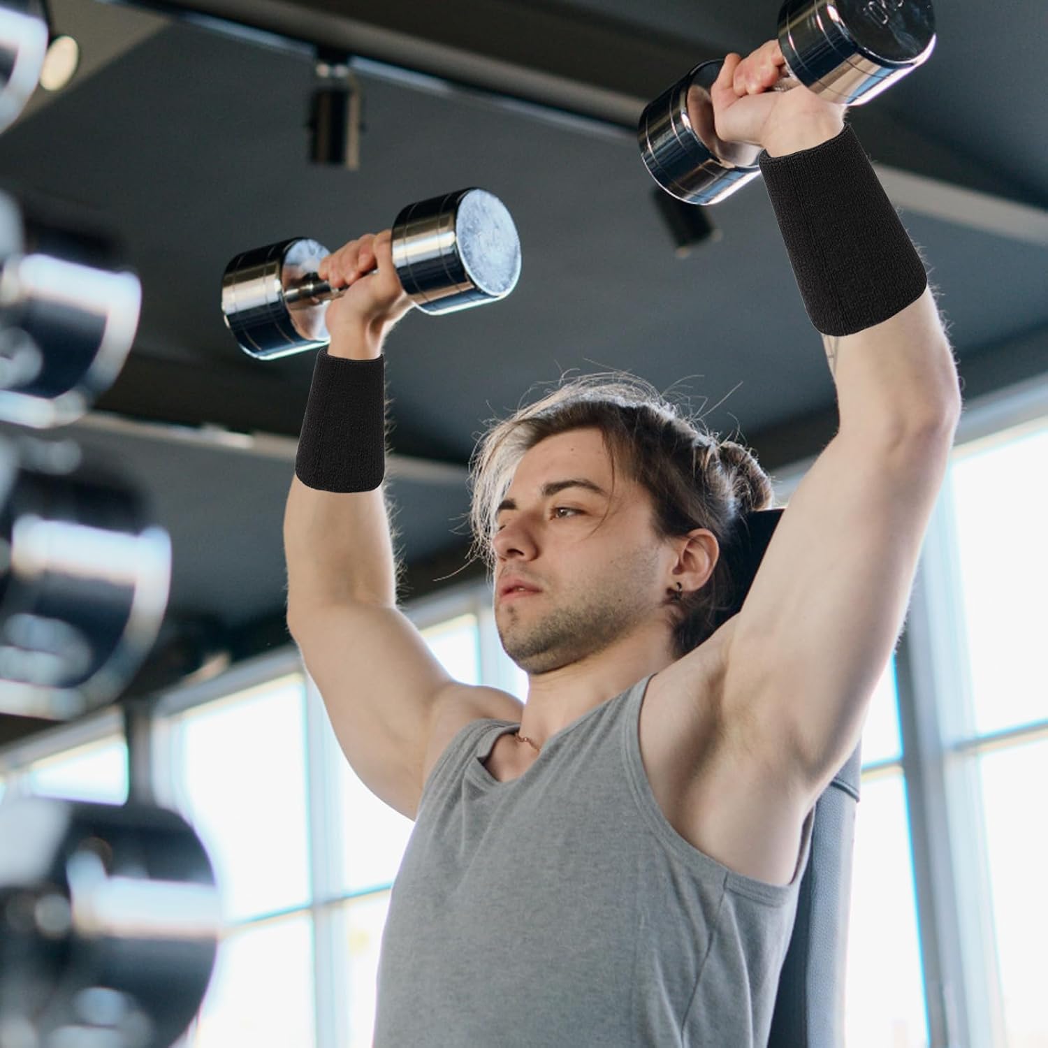 Borisca 6 Pezzi Polsini Tennis Lunghi Neri - immagine 5