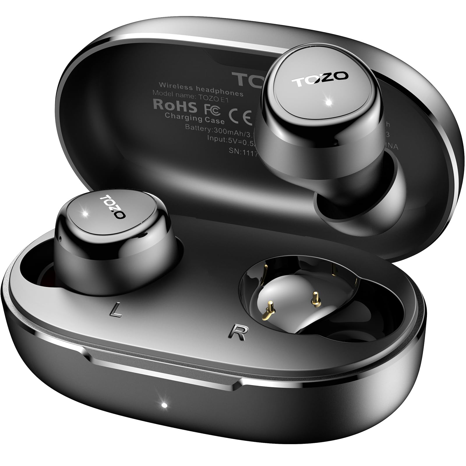 Tozo E1 Cuffie Bluetooth 5.3 - Auricolari 30h, Nero