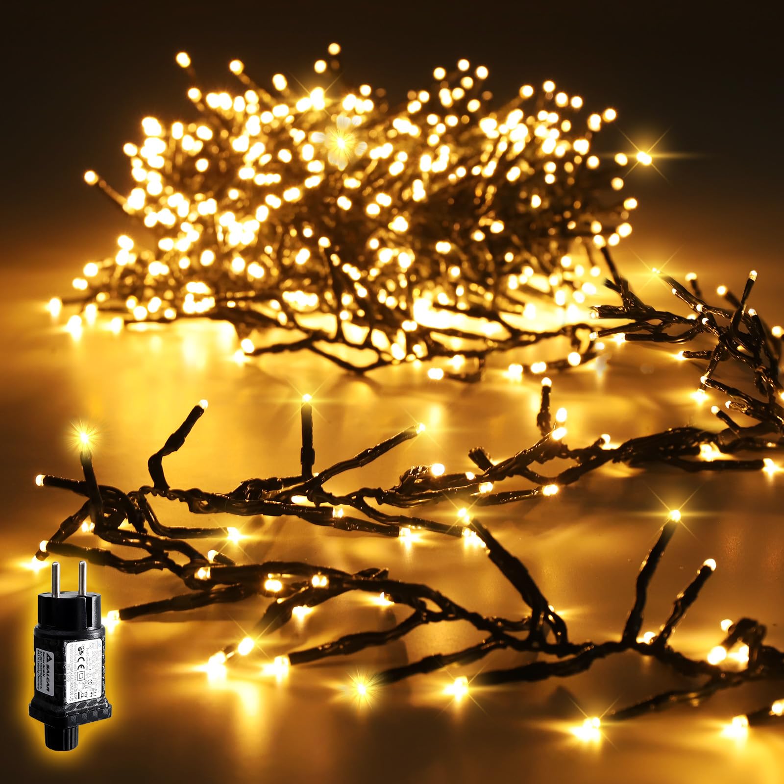 Salcar Catena Luminosa a Grappolo 1500LED 15M Bianco Caldo