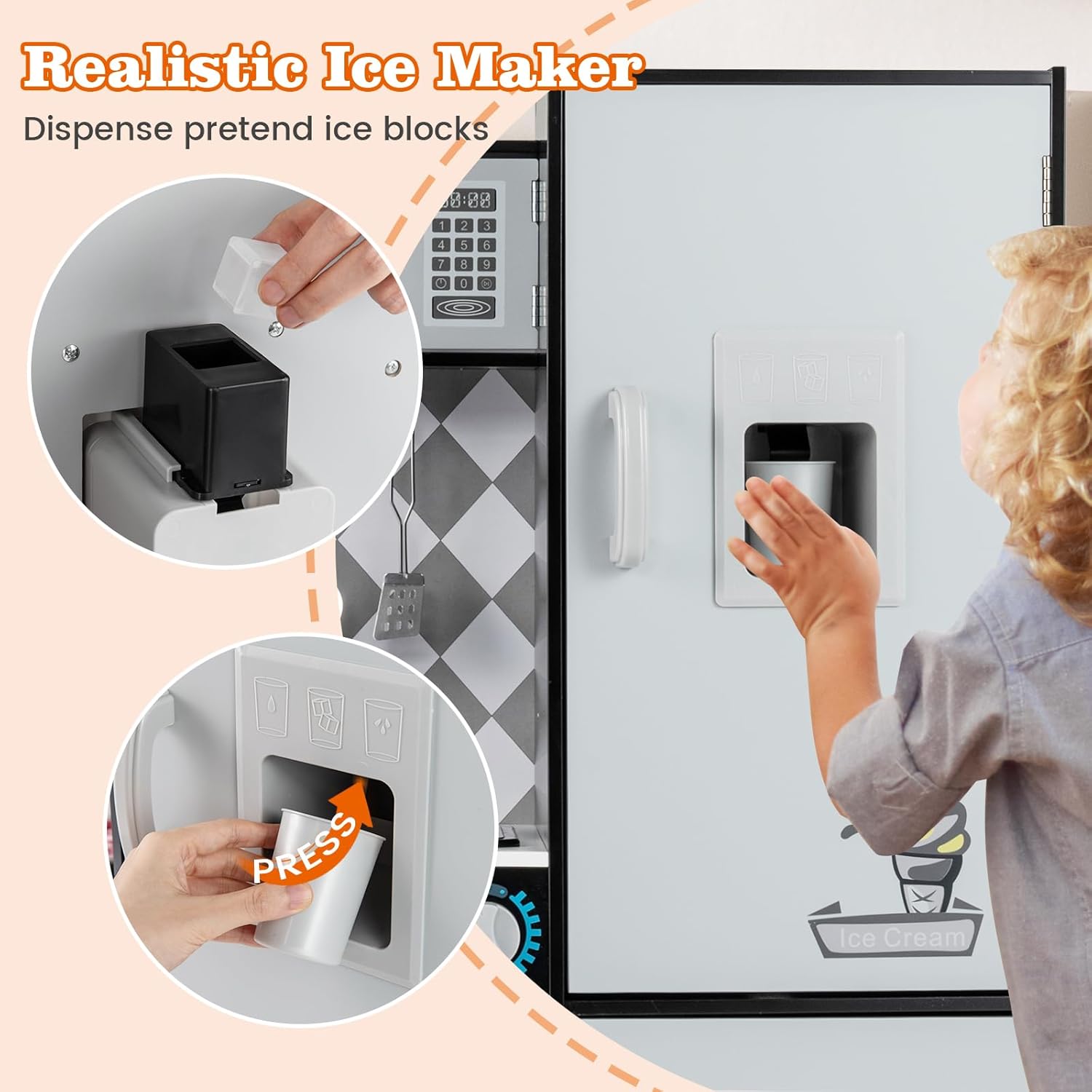 Fantask Cucina in legno per bambini con suono, Nero - immagine 4