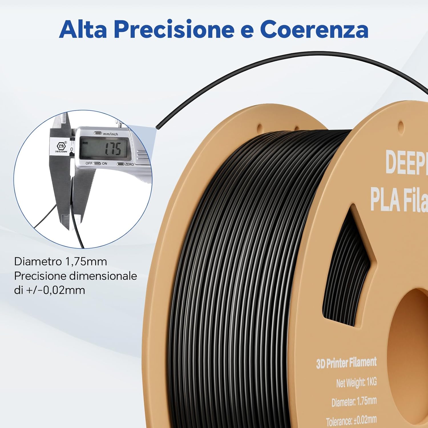 Deeplee Filamento PLA 1.75mm, Blu 4KG - immagine 3