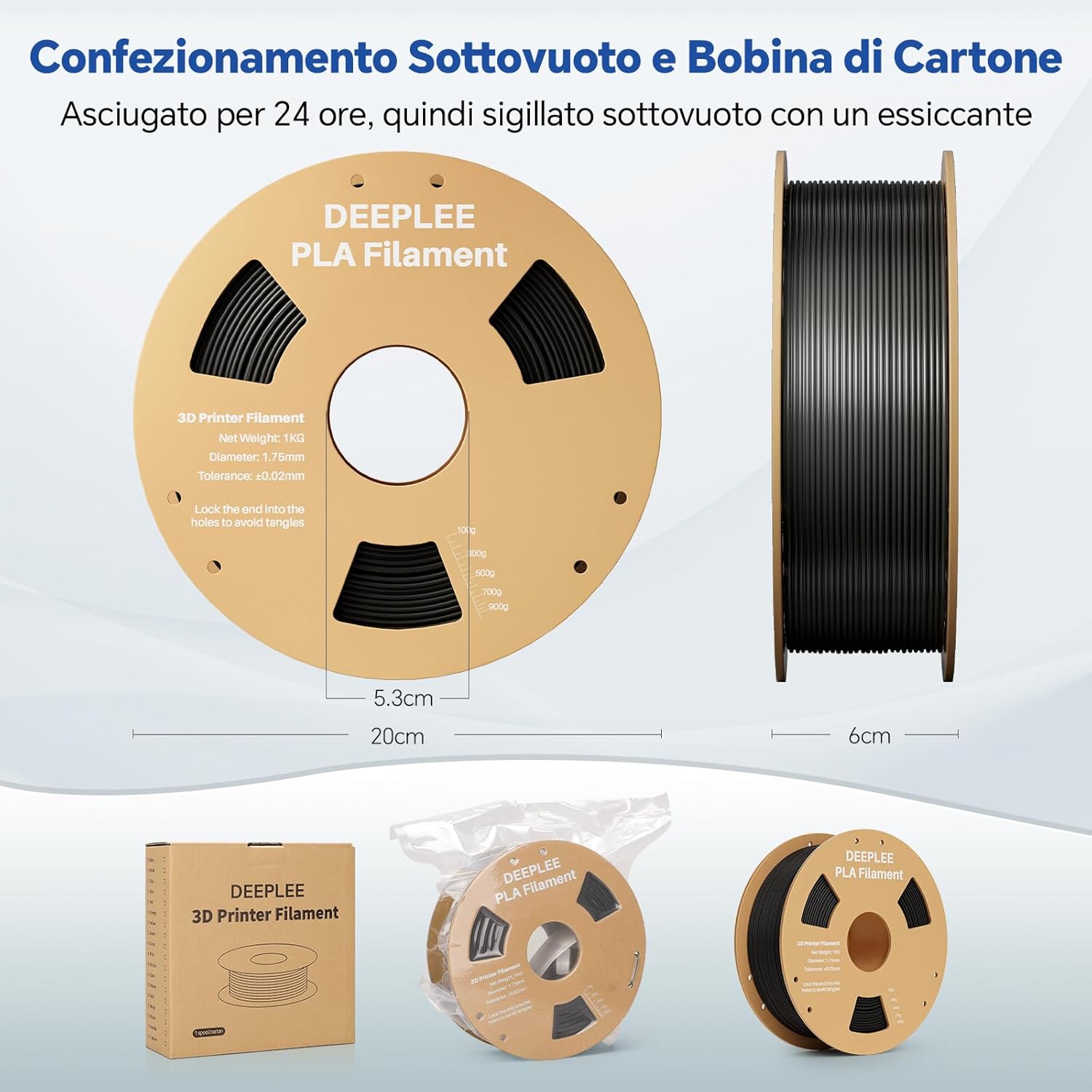 Deeplee Filamento PLA 1.75mm, Blu 4KG - immagine 6