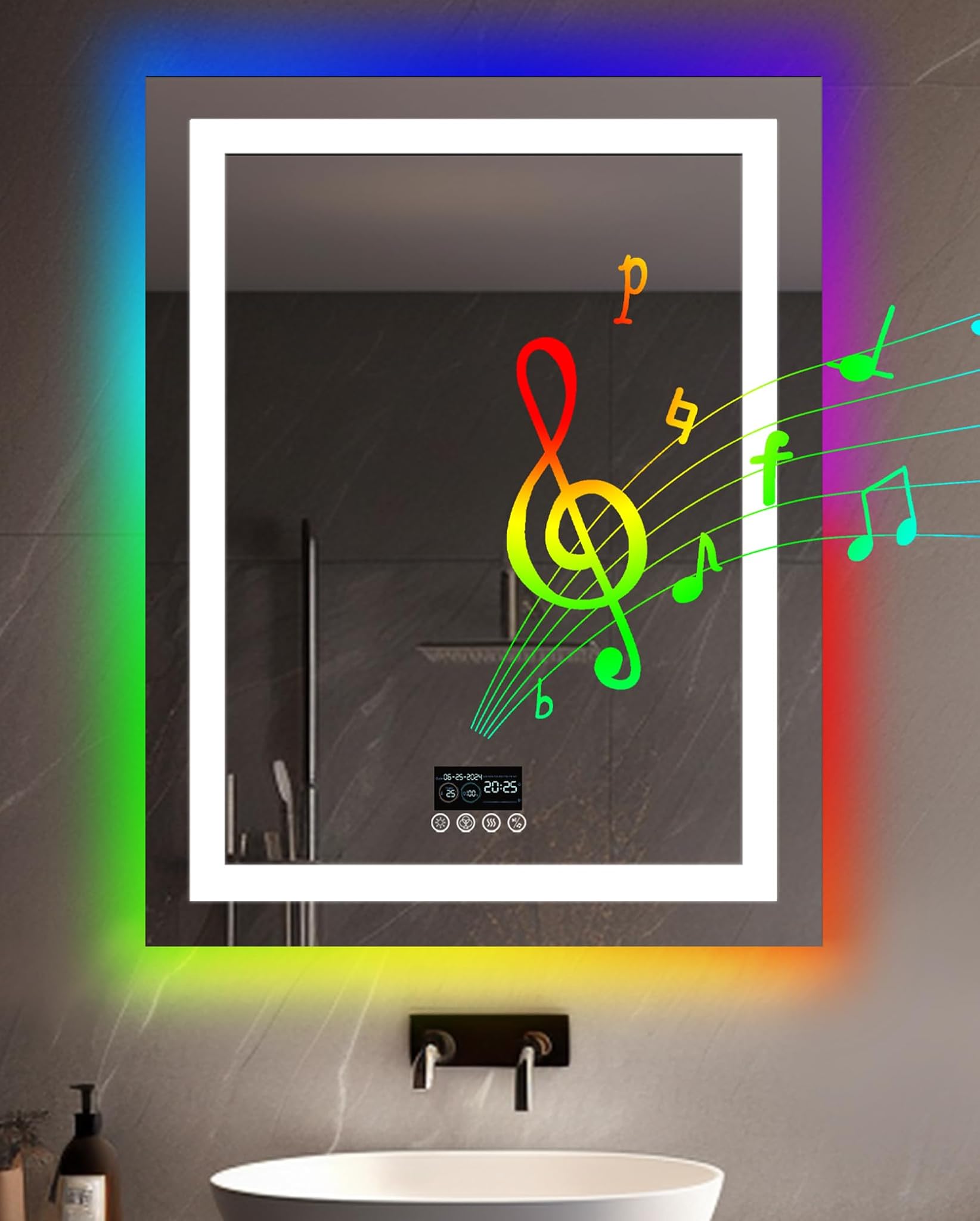 Luvodi Specchio Digitale Bluetooth Bagno LED 70x90cm