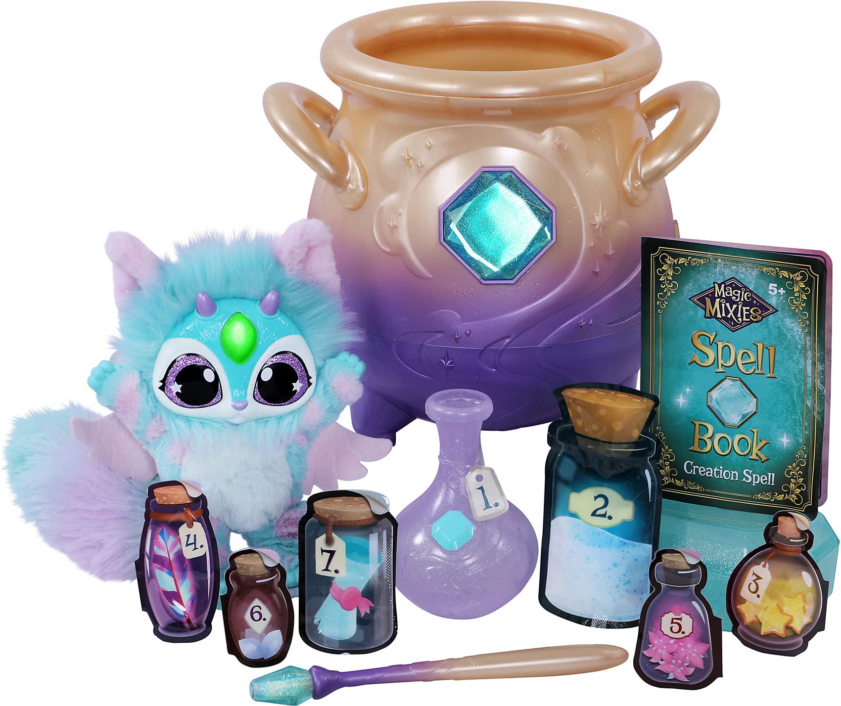 Magic Mixies Magical Misting Cauldron with Interactive 8 inch Blue Plush Toy