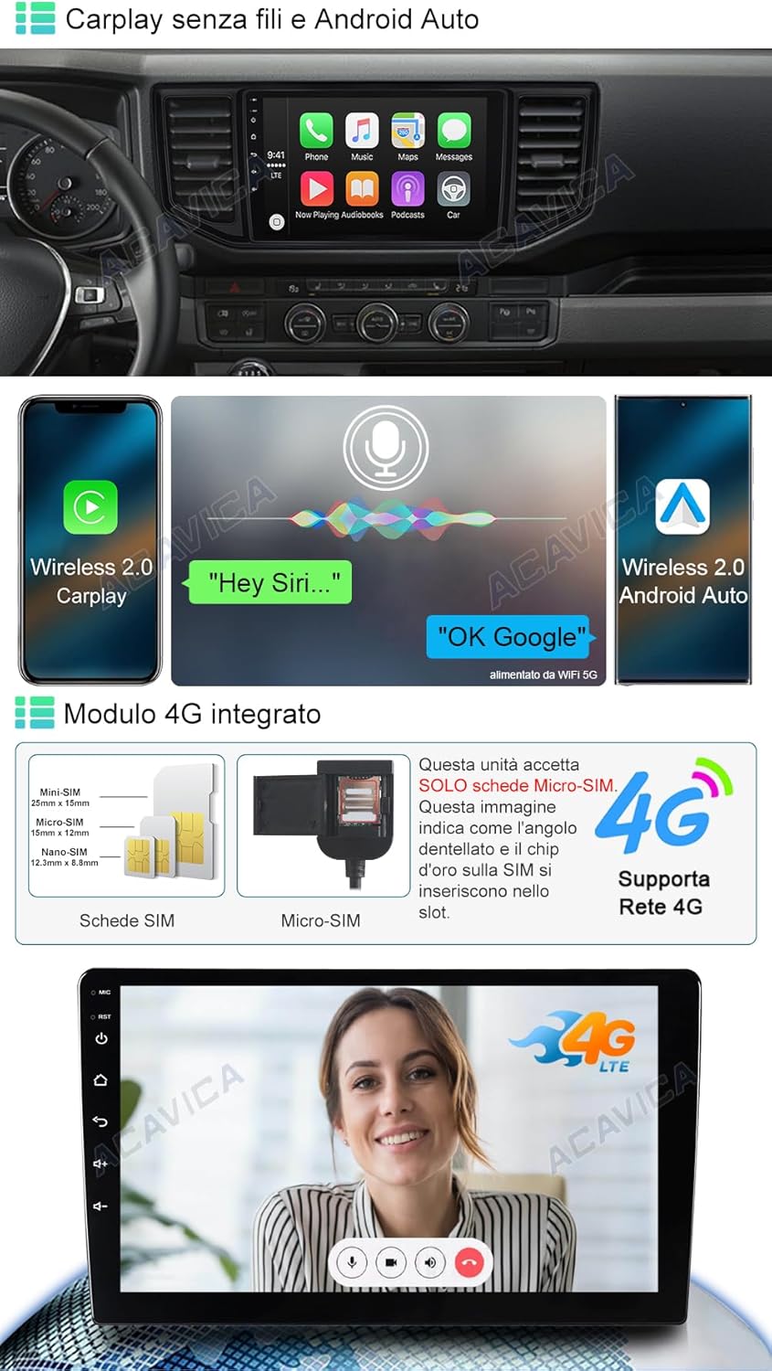 Acavica Autoradio Android 14 per VW Crafter MK2 (2017-2024) - immagine 3