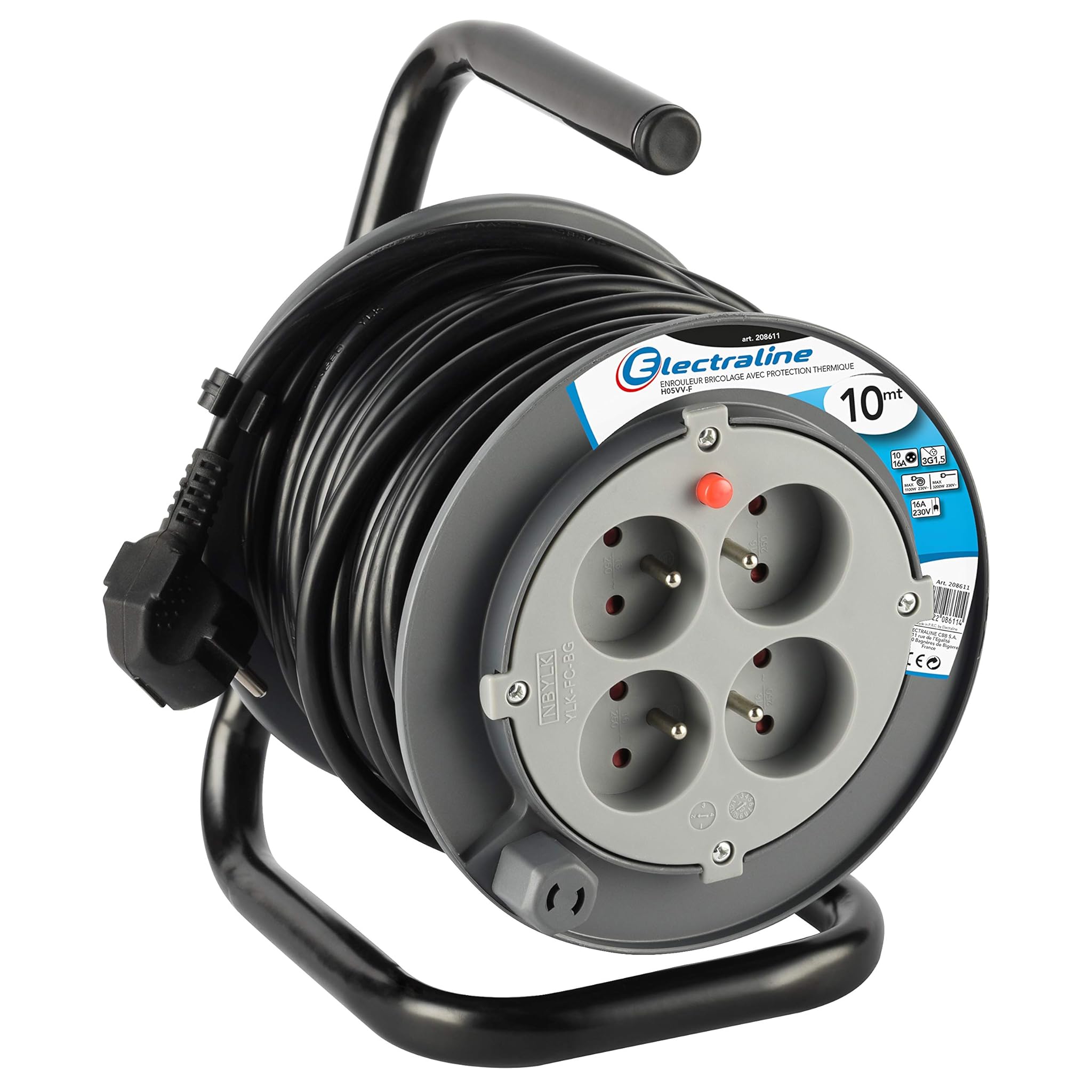 Electraline PROLONGATEUR 208611 - Cavo Elettrico 10m, Grigio