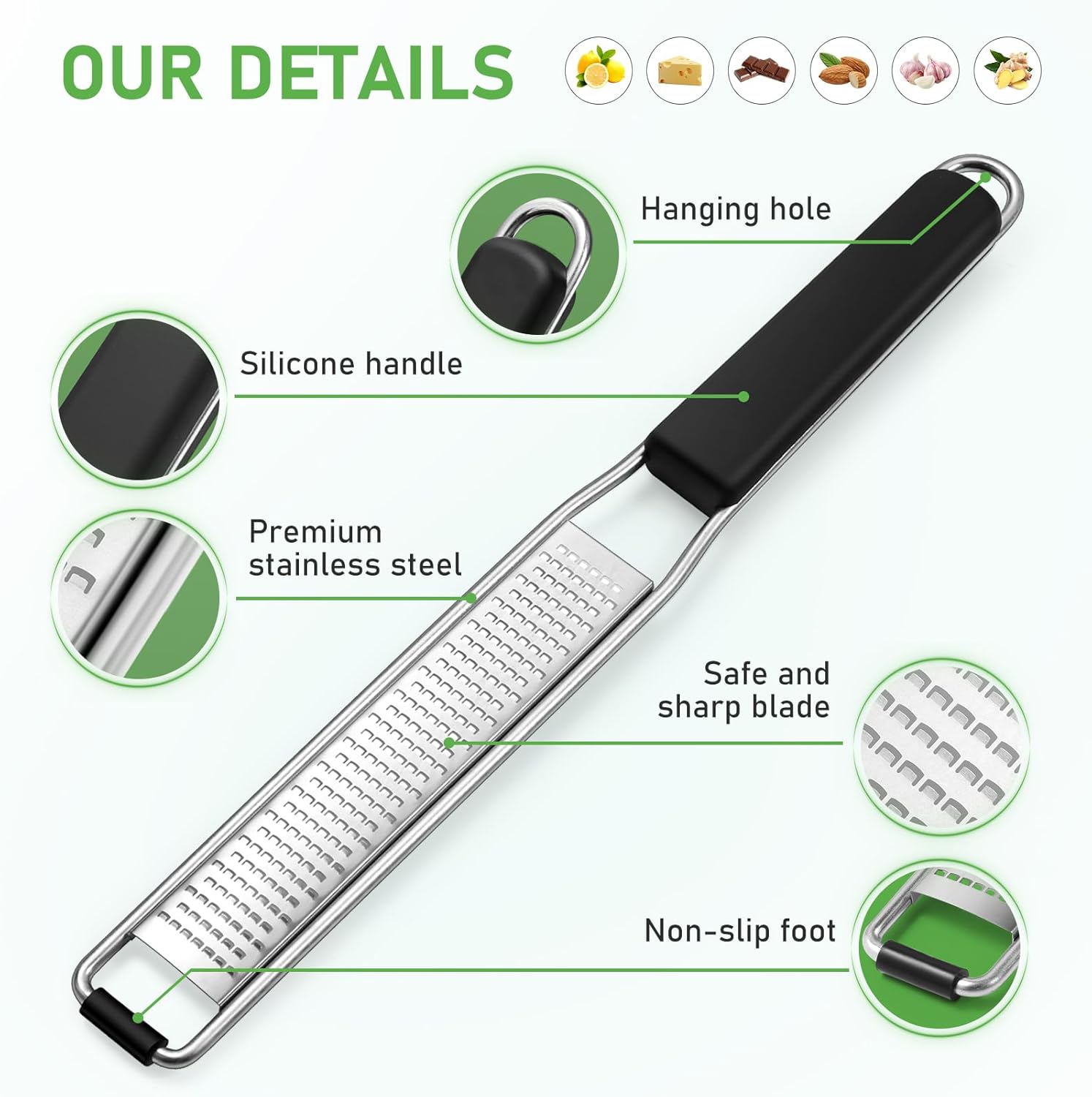 Diboniur Grattugia Limone Scorza Manuale Acciaio Inossidabile - immagine 3