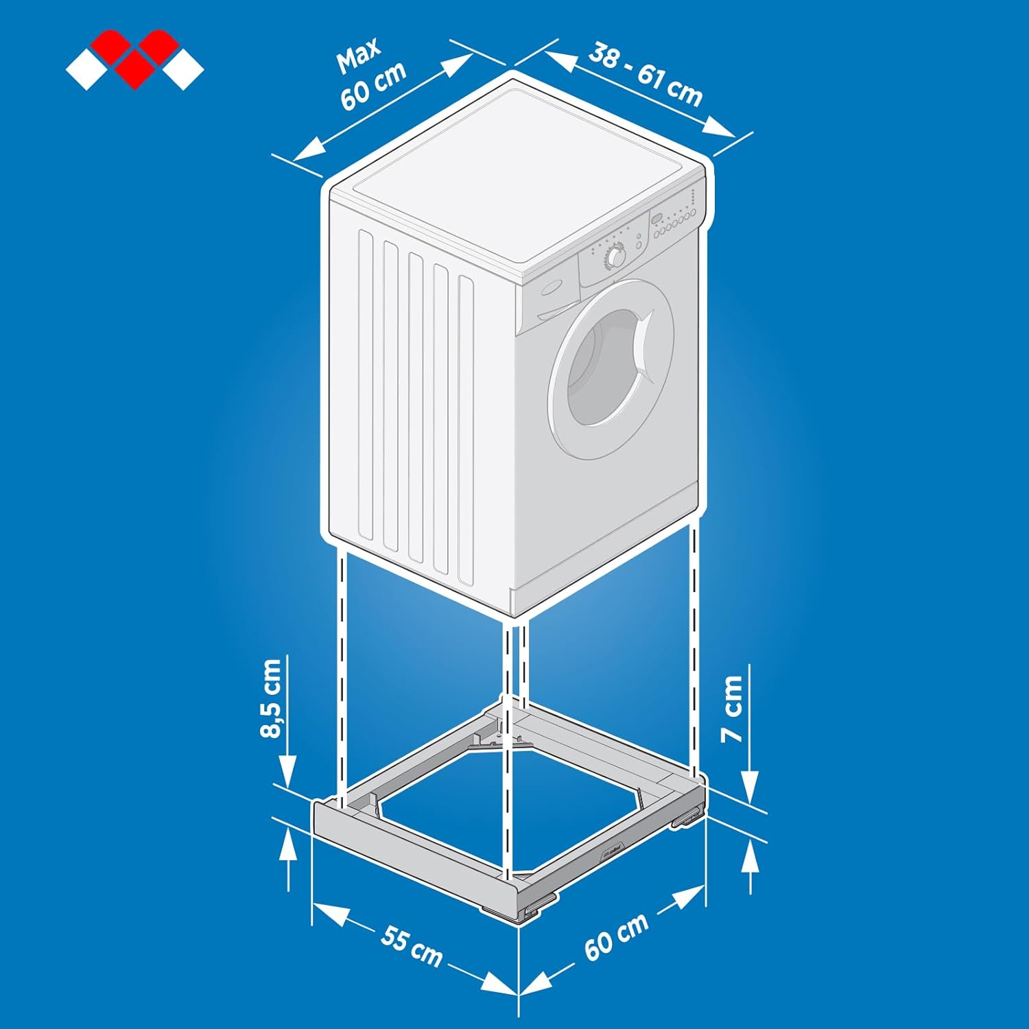 Meliconi Base Move EVO (Wash) - Base Anti-Vibrazione, Bianco - immagine 2
