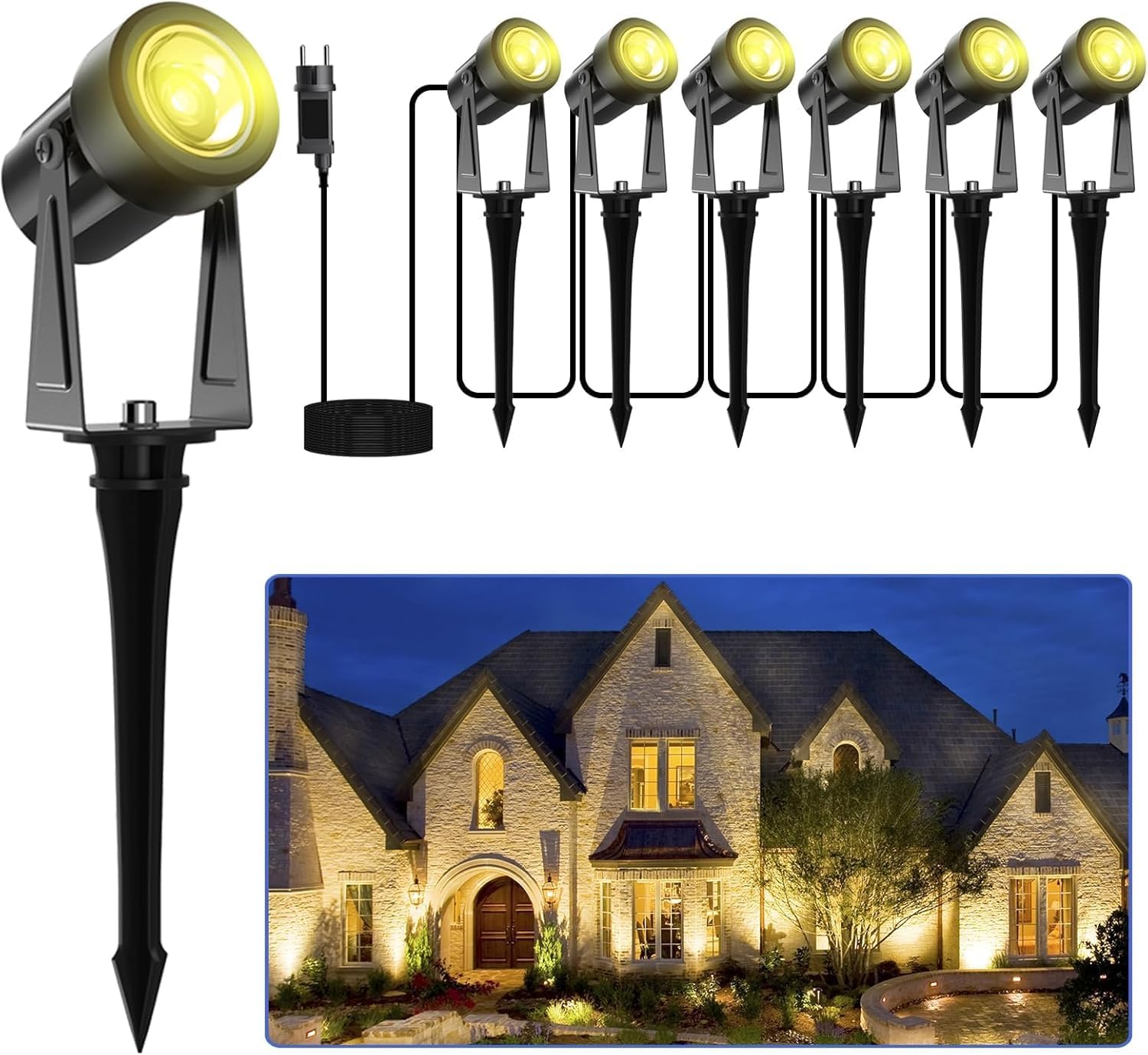 Illuminazione da Giardino 20M con 6 Proiettori LED IP65